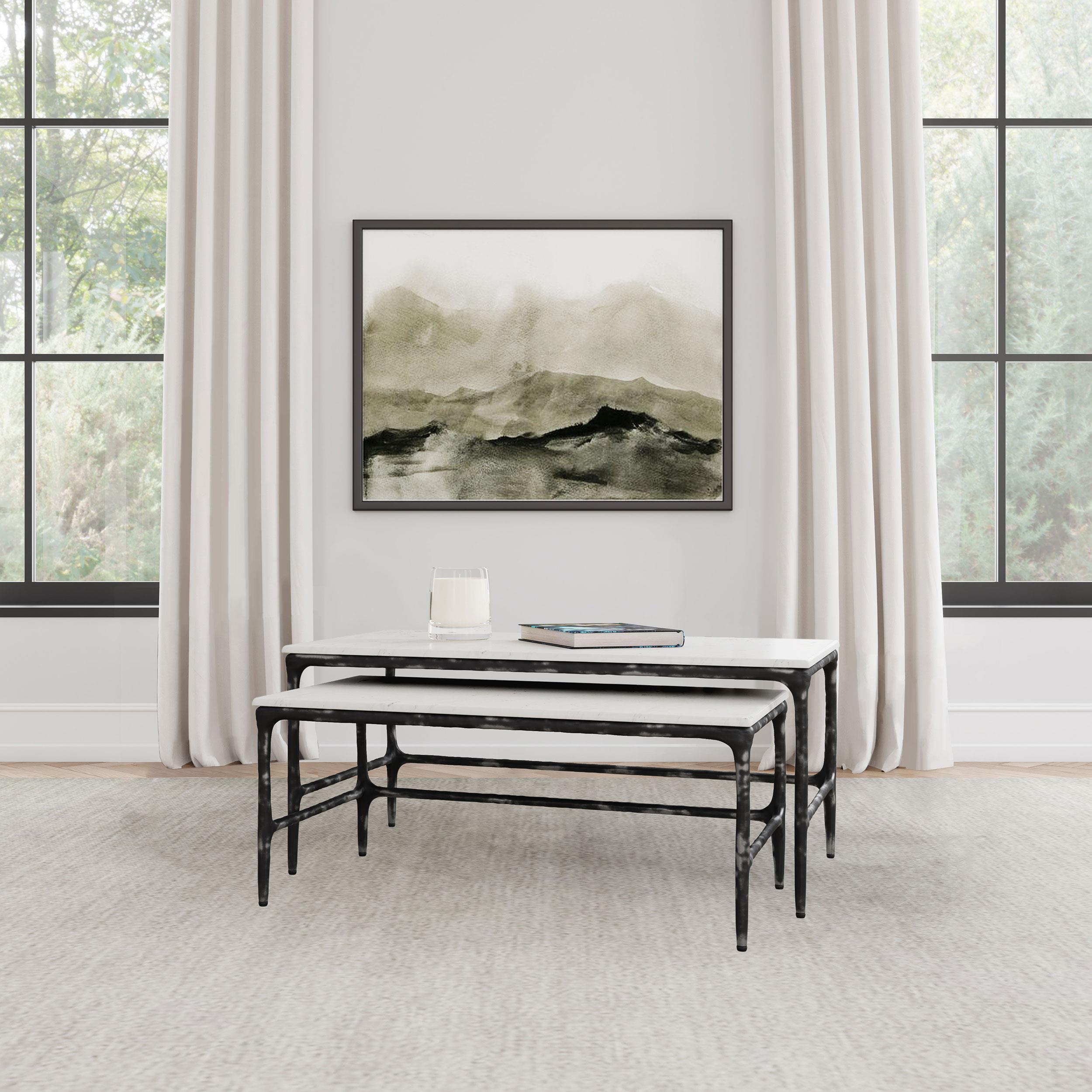  Coaster Furniture Ebby 710740 2-piece Genuine Marble Top Nesting Coffee Tables - White IMAGE 2