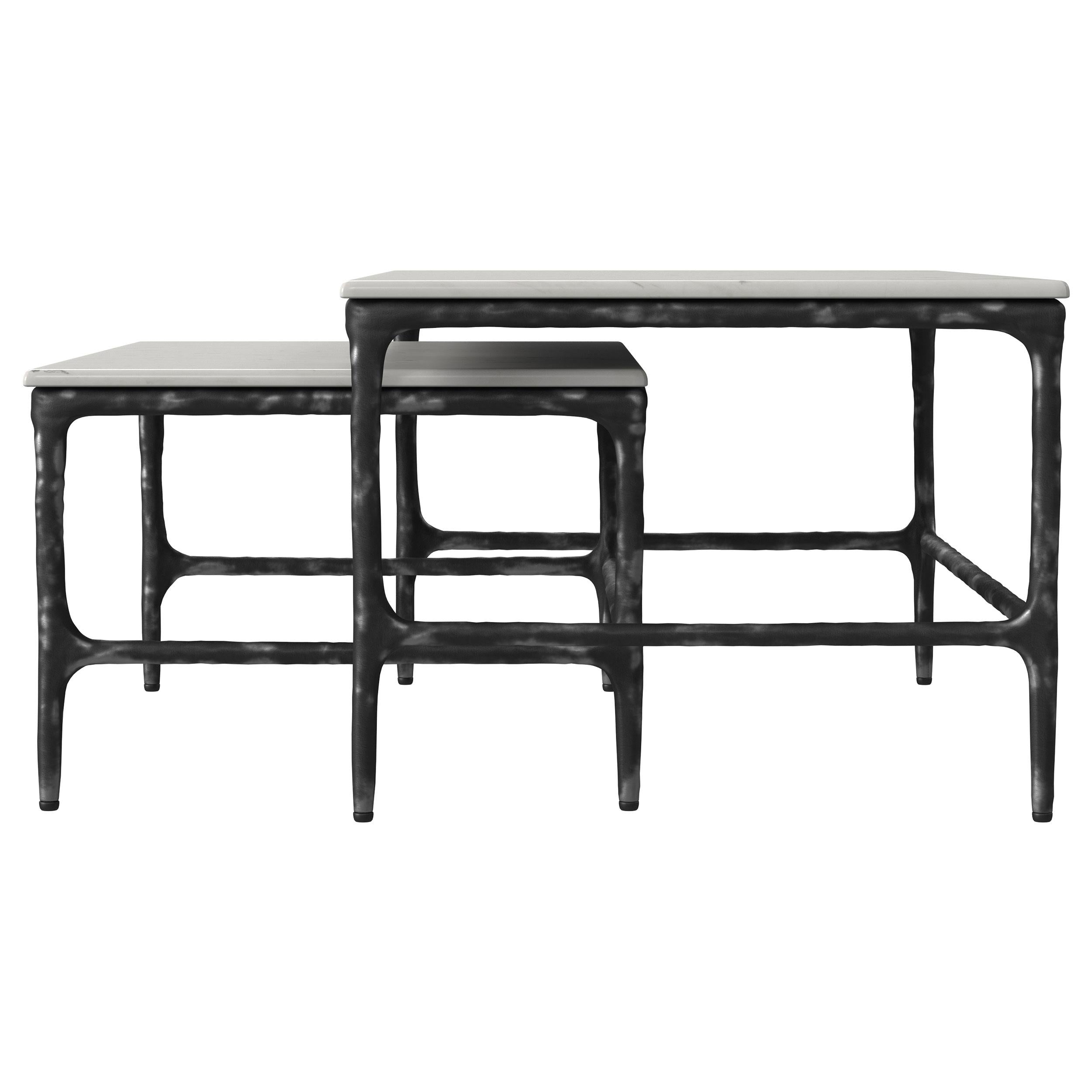  Coaster Furniture Ebby 710740 2-piece Genuine Marble Top Nesting Coffee Tables - White IMAGE 3