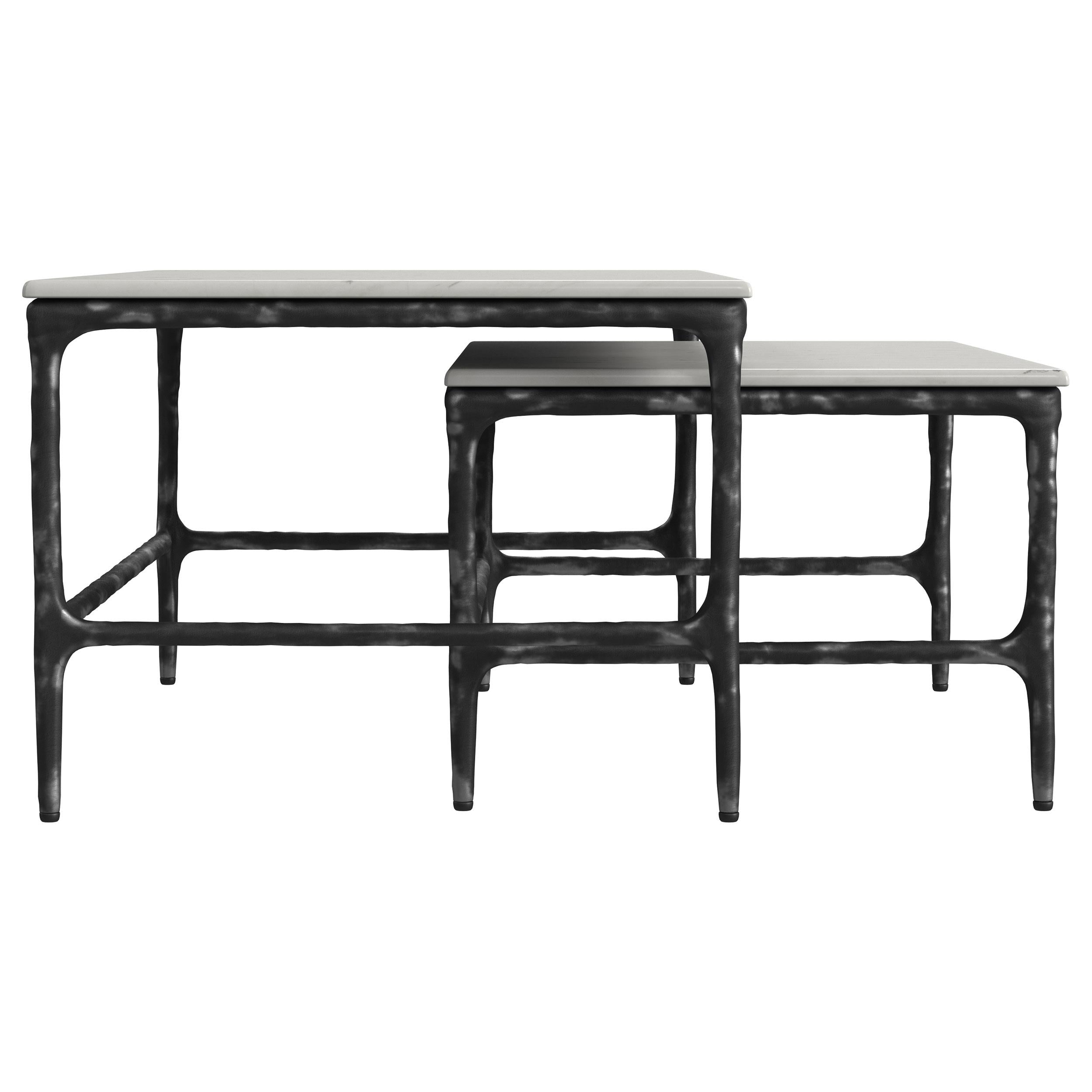  Coaster Furniture Ebby 710740 2-piece Genuine Marble Top Nesting Coffee Tables - White IMAGE 4