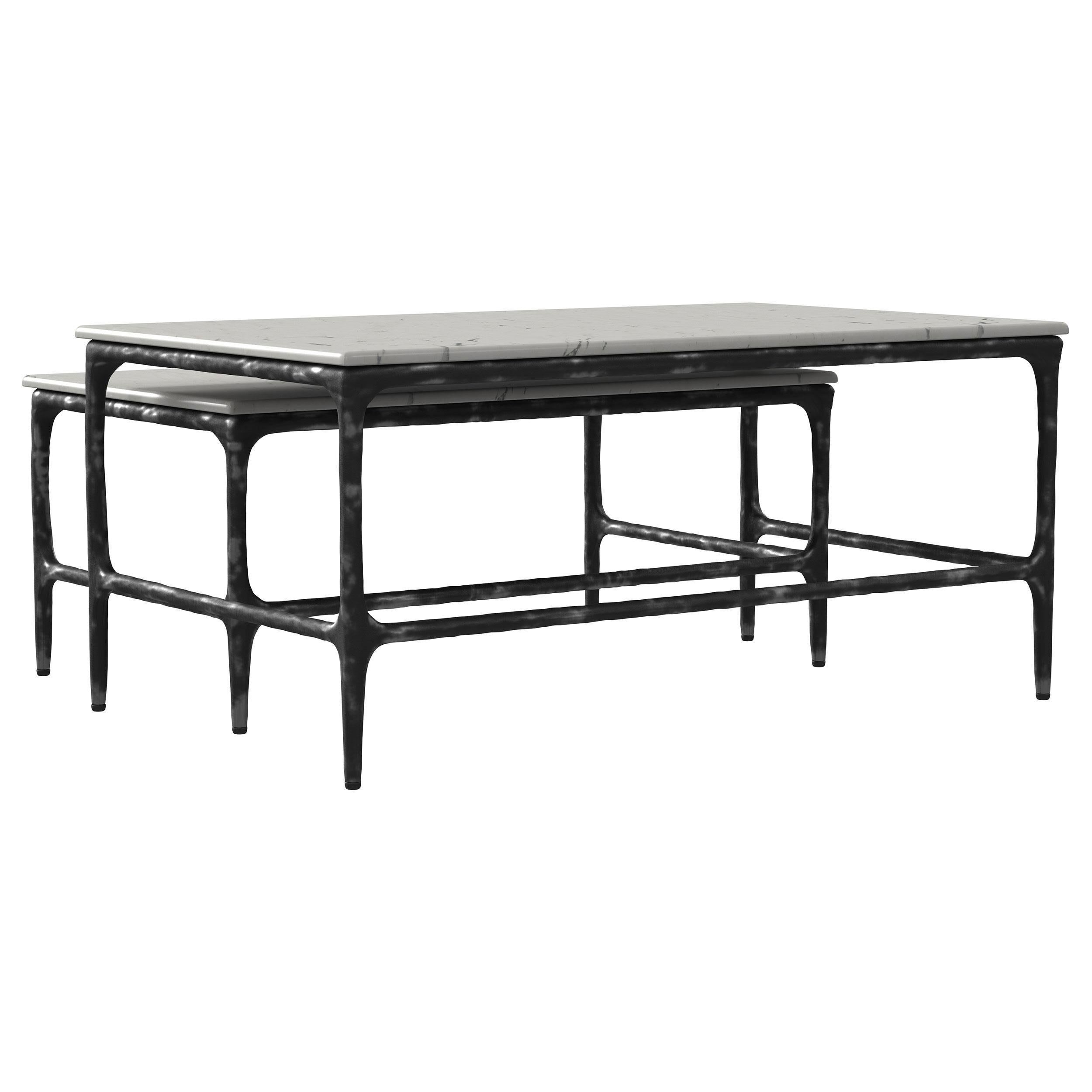  Coaster Furniture Ebby 710740 2-piece Genuine Marble Top Nesting Coffee Tables - White IMAGE 5