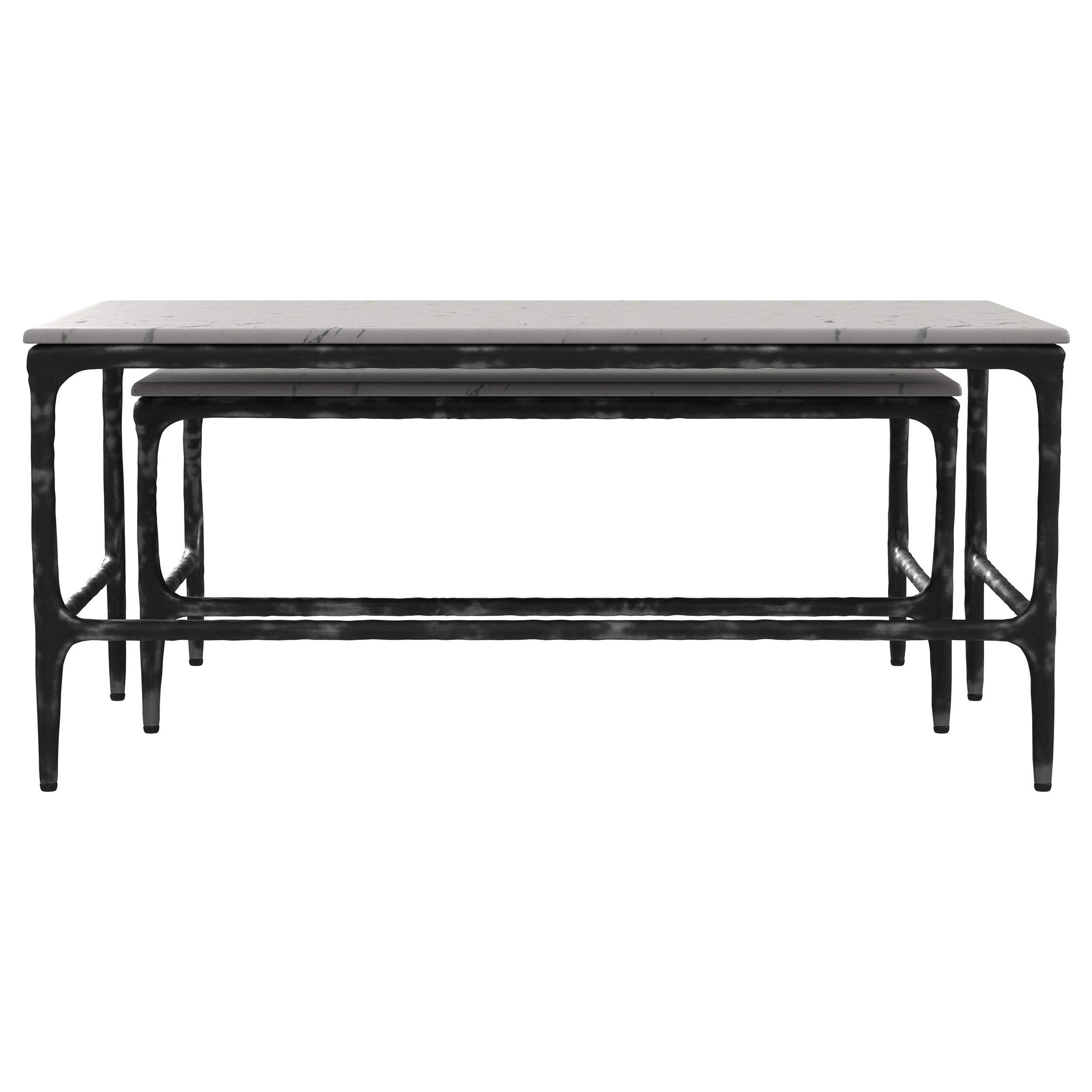  Coaster Furniture Ebby 710740 2-piece Genuine Marble Top Nesting Coffee Tables - White IMAGE 7