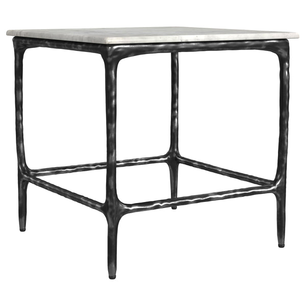 Coaster Furniture Ebby 710747 Square Genuine Marble Top Metal End Table - White