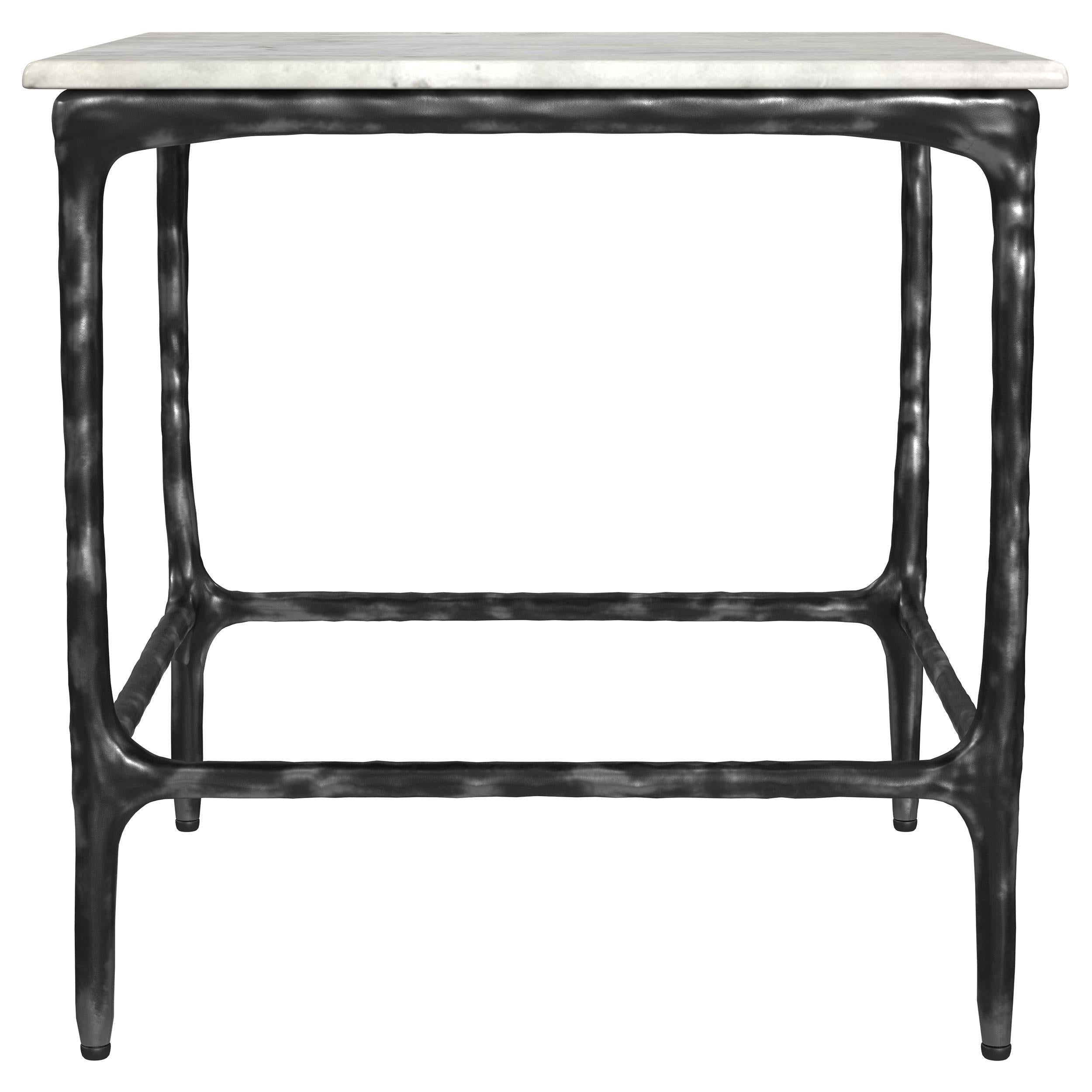  Coaster Furniture Ebby 710747 Square Genuine Marble Top Metal End Table - White IMAGE 3