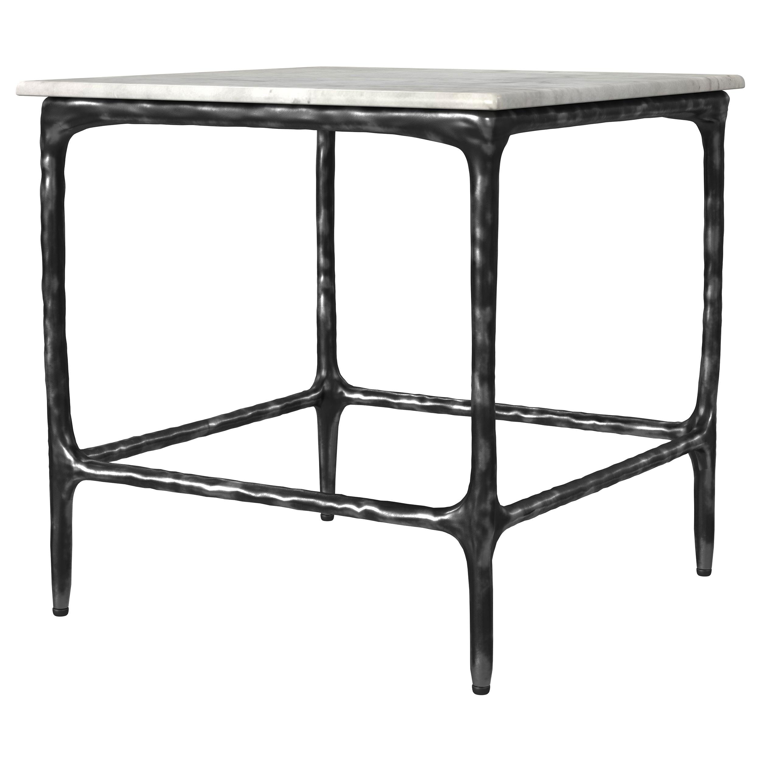  Coaster Furniture Ebby 710747 Square Genuine Marble Top Metal End Table - White IMAGE 4