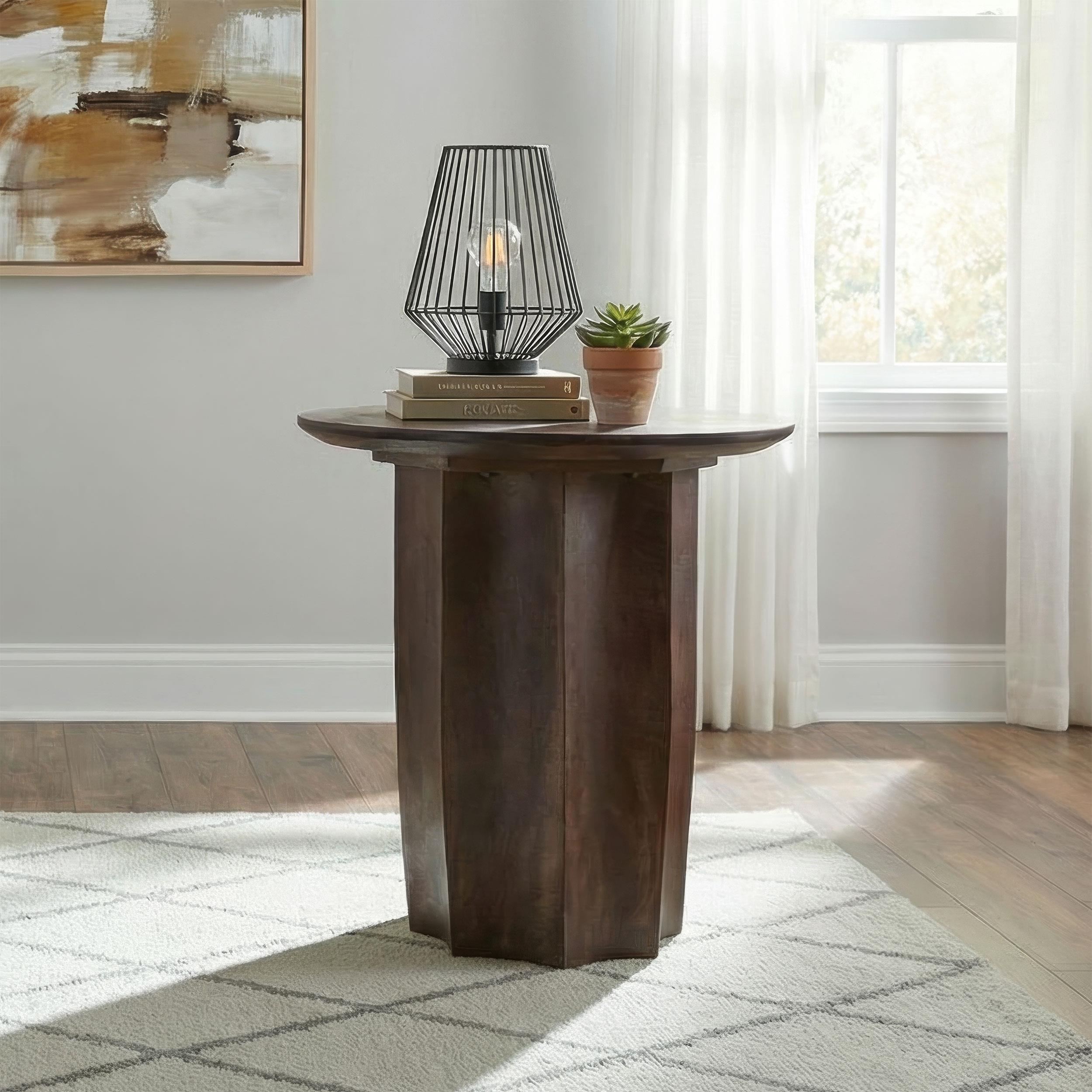  Coaster Furniture Cayenne 710777 Solid Mango Wood Accent End Table - Walnut IMAGE 6