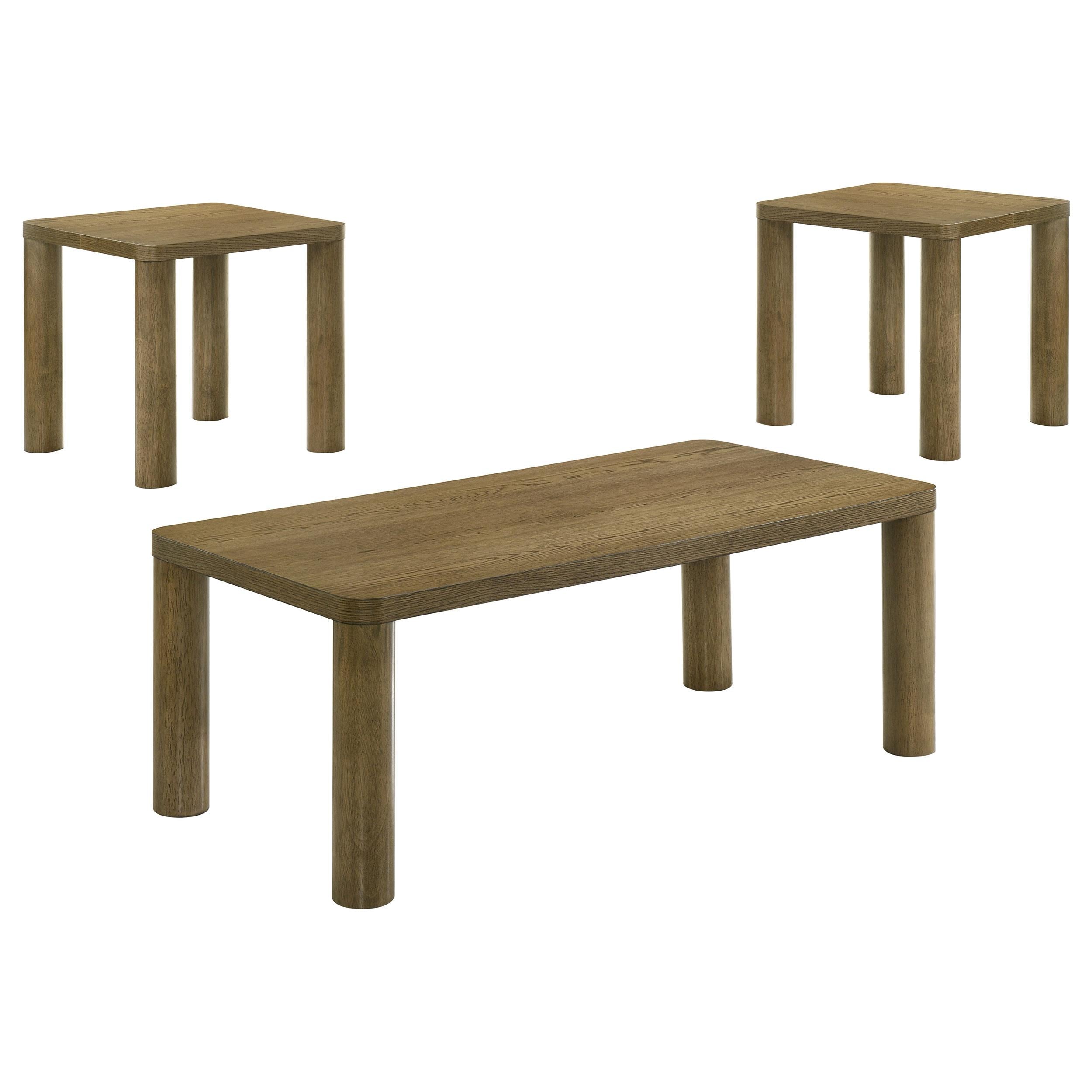  Coaster Furniture Castlewood 710858-S3 3-piece Cocktail Coffee Table Set - Brown Oak IMAGE 1