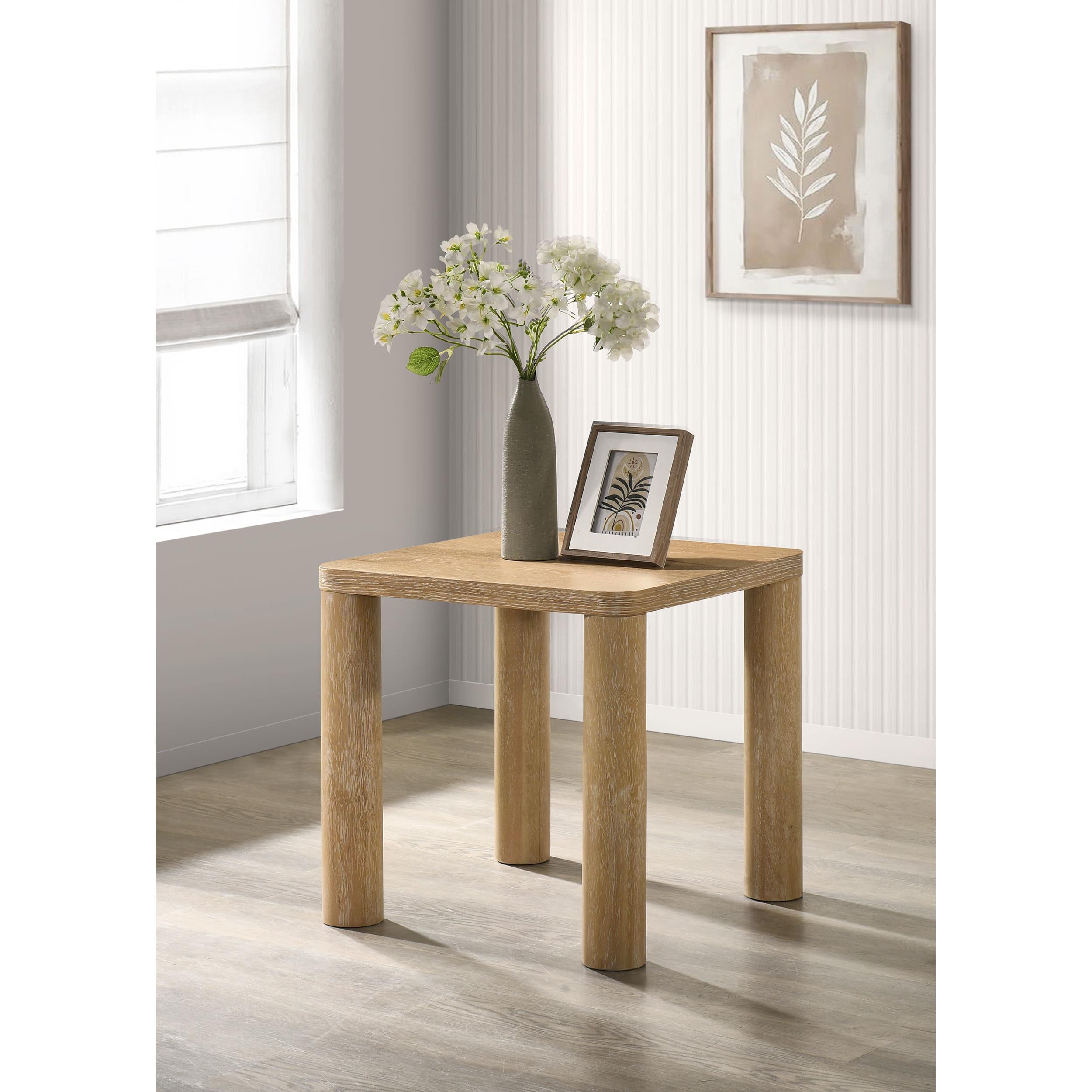  Coaster Furniture Castlewood 710867 Engineered Wood Accent End Table - Light Oak IMAGE 4