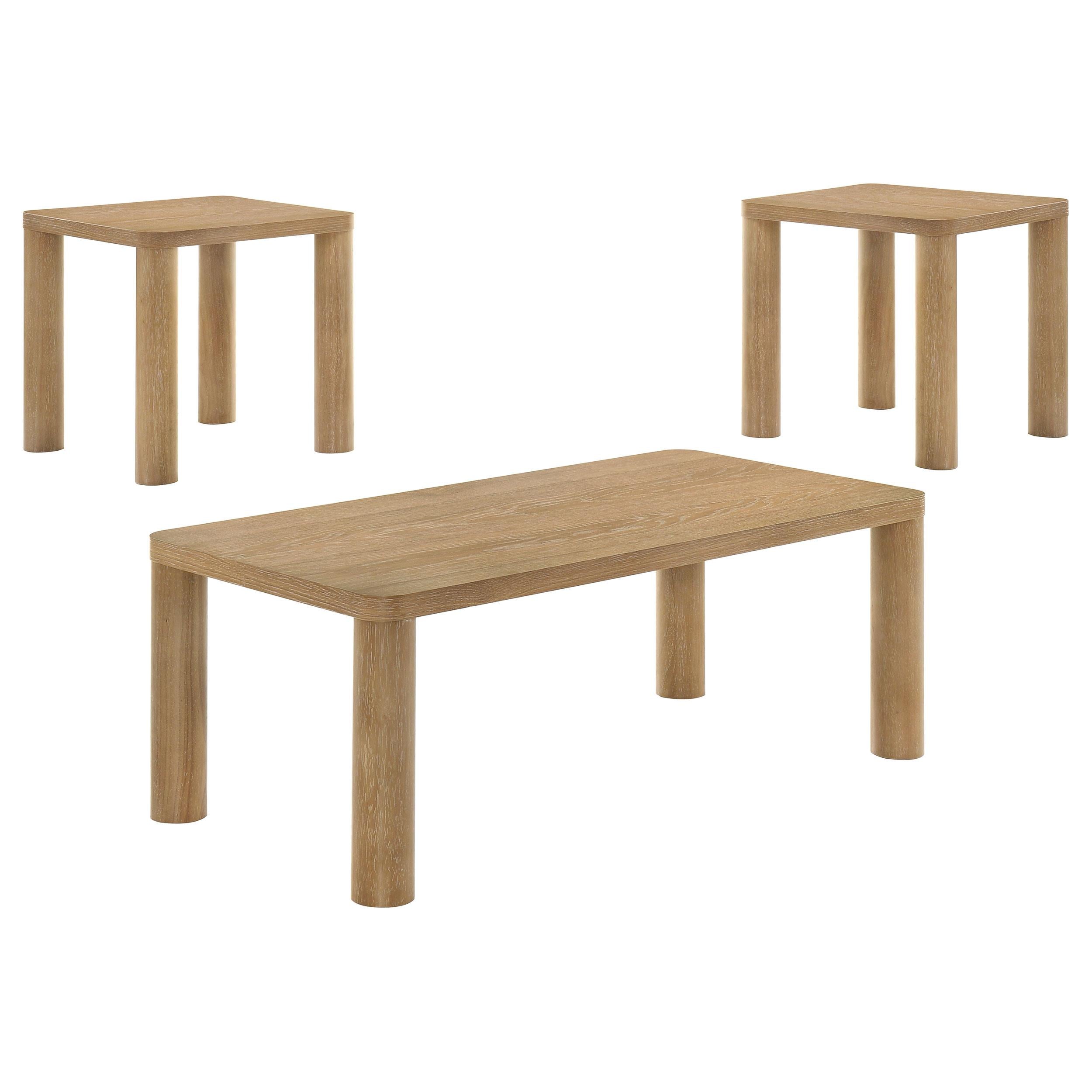  Coaster Furniture Castlewood 710868-S3 3-piece Cocktail Coffee Table Set - Light Oak IMAGE 1