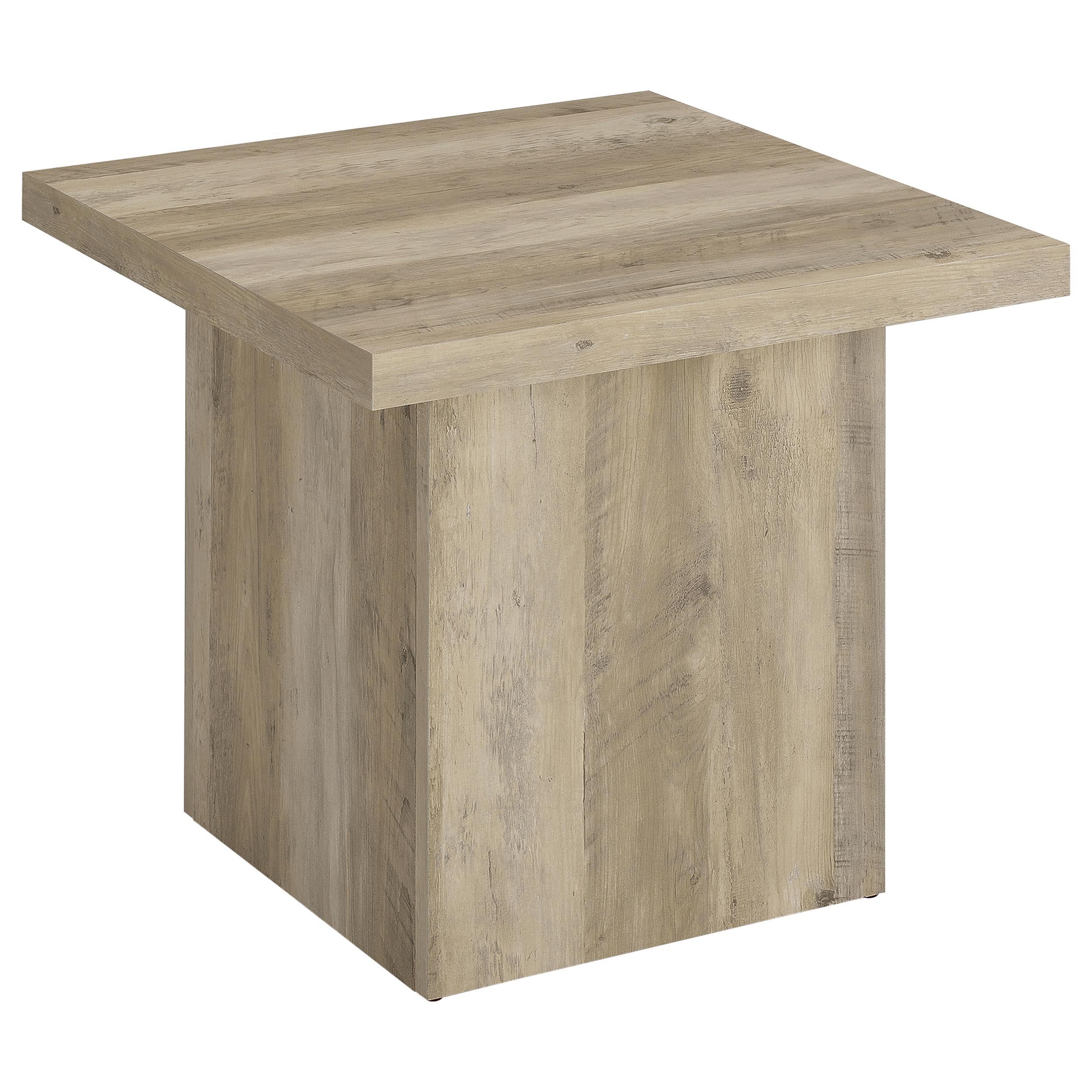  Coaster Furniture Devar 710877 Square Engineered Wood End Table - Distressed Pine IMAGE 1