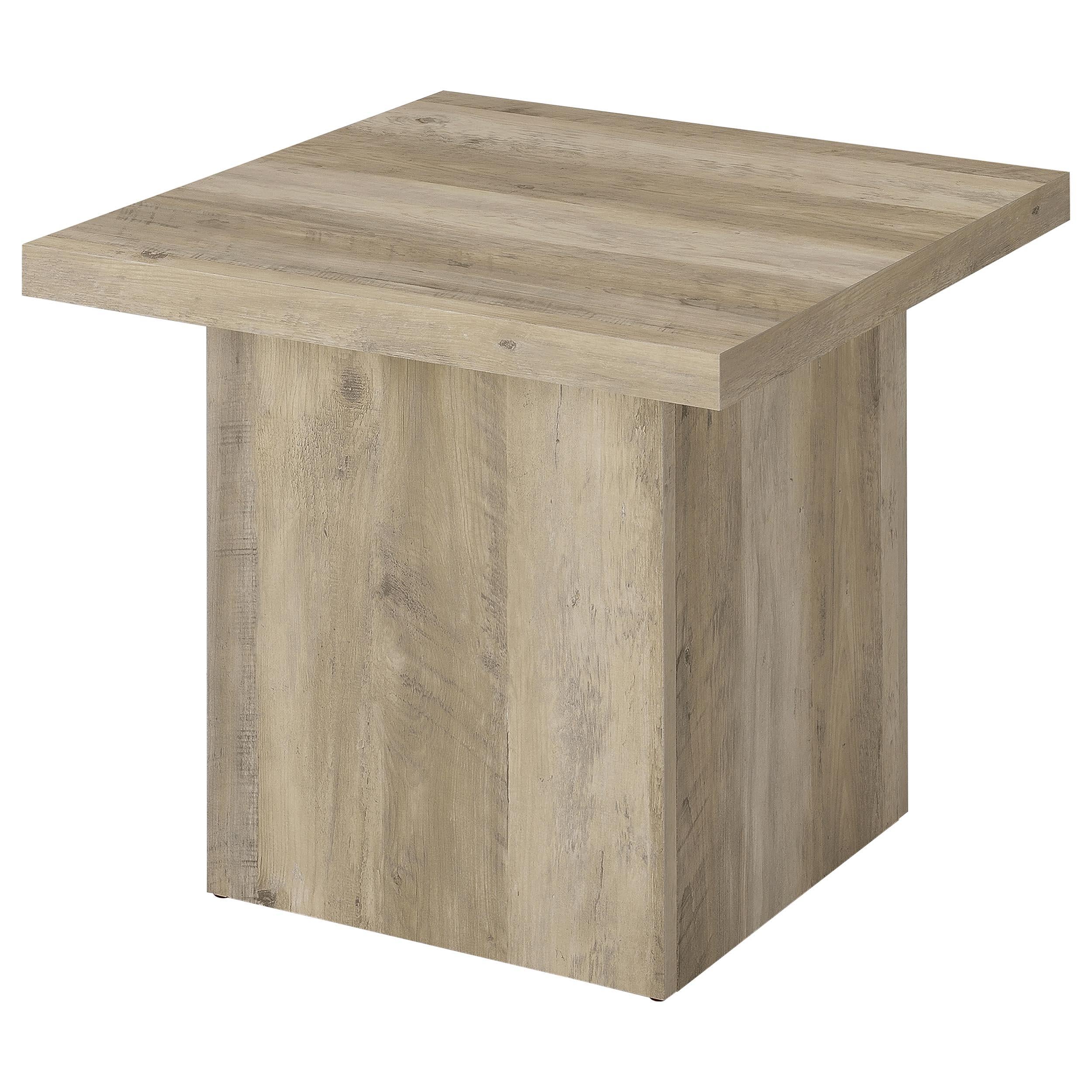  Coaster Furniture Devar 710877 Square Engineered Wood End Table - Distressed Pine IMAGE 2