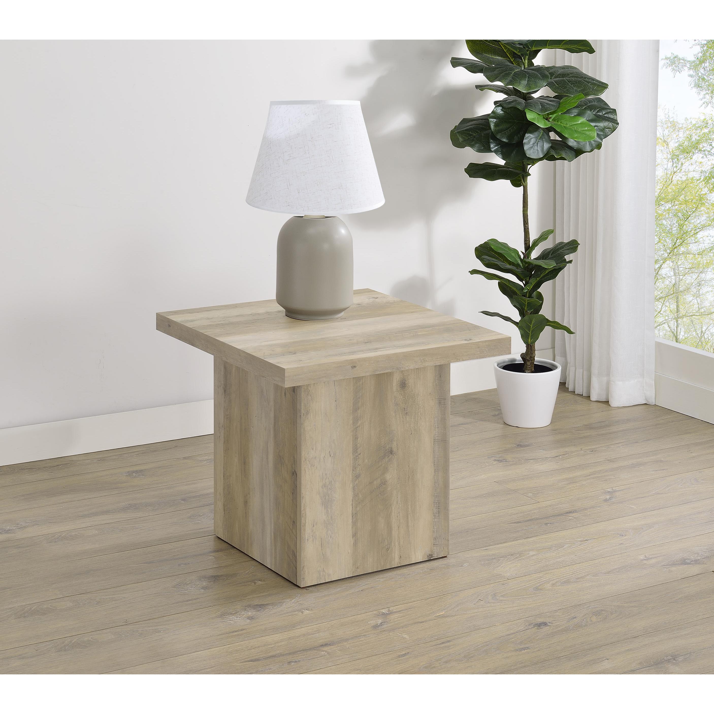  Coaster Furniture Devar 710877 Square Engineered Wood End Table - Distressed Pine IMAGE 6