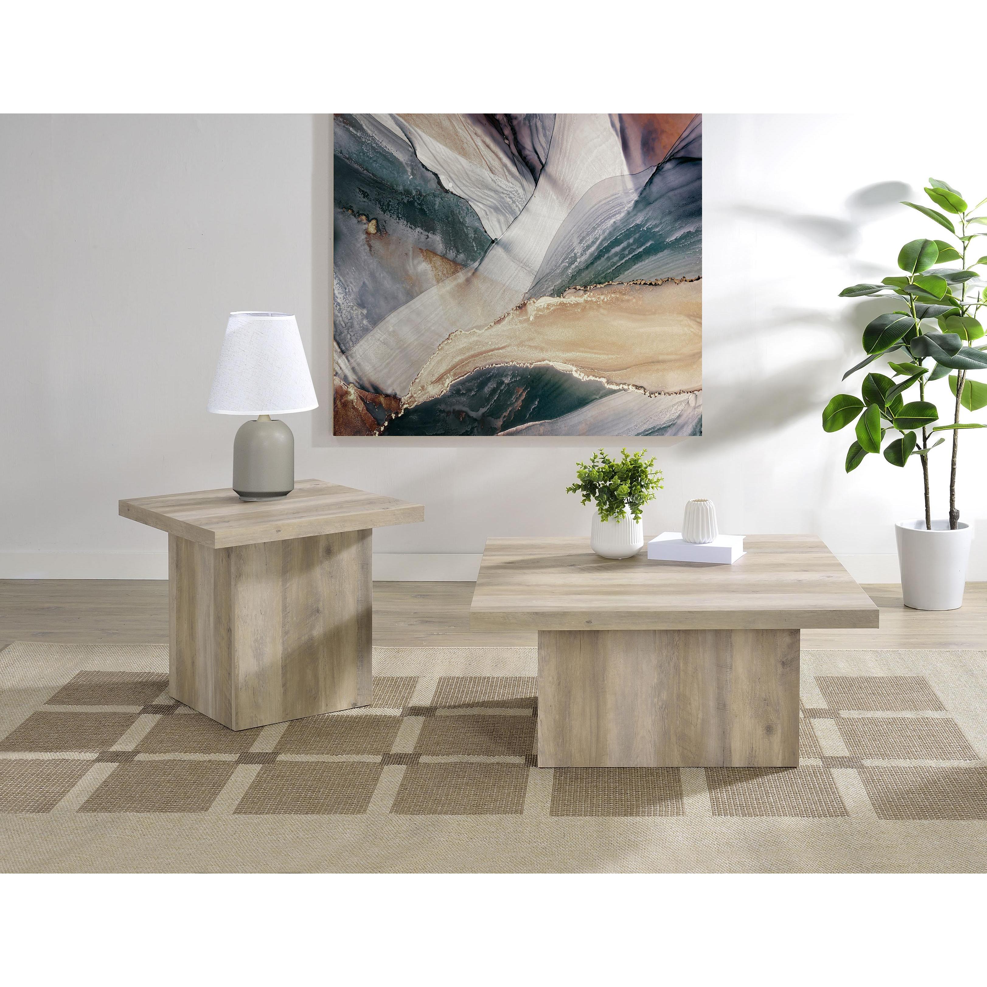  Coaster Furniture Devar 710878-S2 2-piece Square Coffee End Table Set - Distressed Pine IMAGE 2