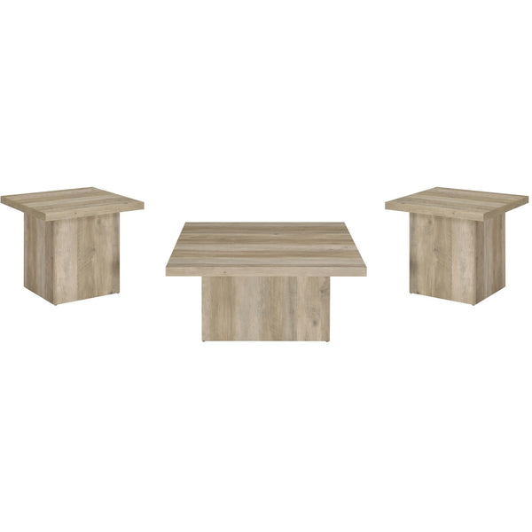 Coaster Furniture Devar 710878-S3 3-piece Square Coffee End Table Set - Distressed Pine