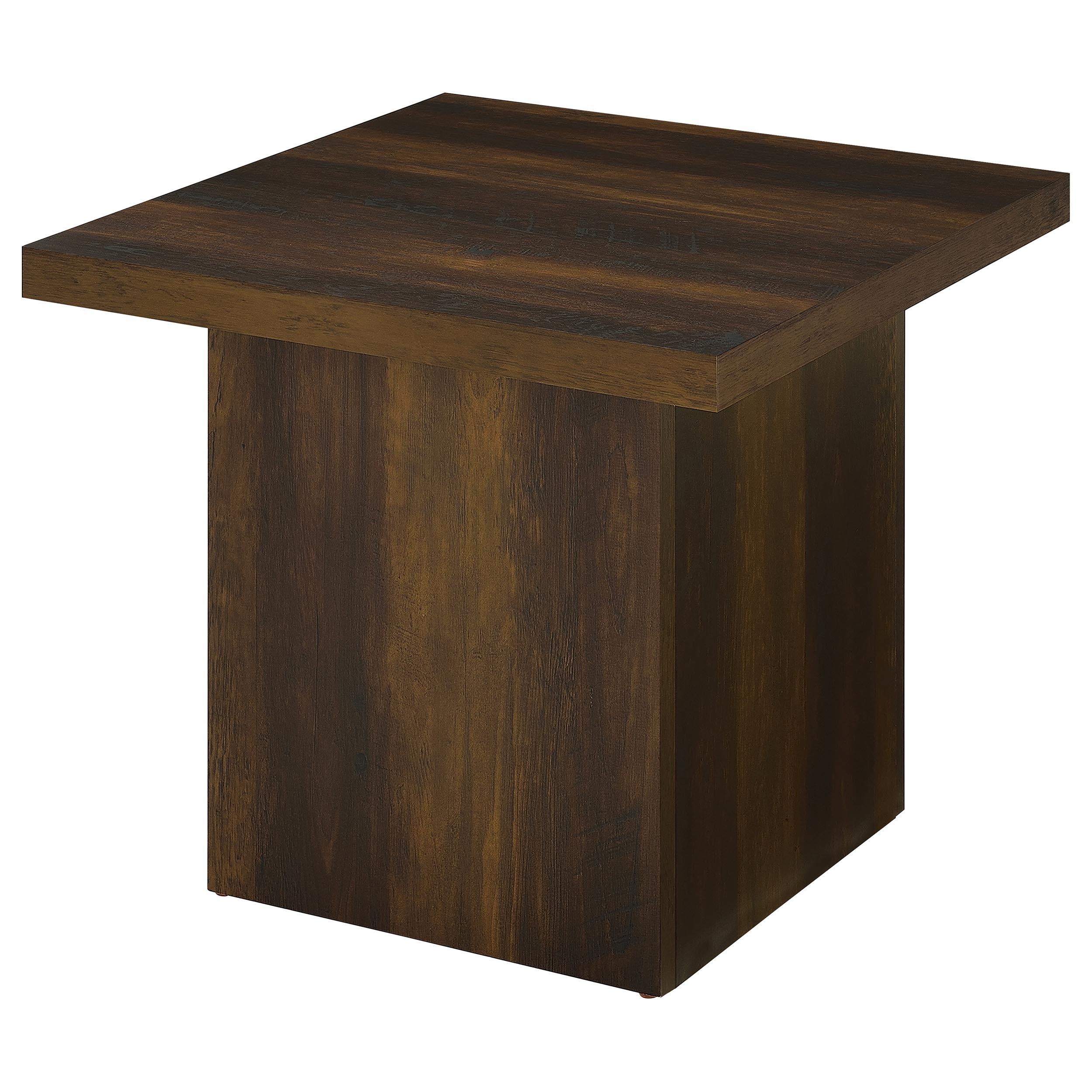  Coaster Furniture Devar 710887 Square Engineered Wood End Table - Dark Pine IMAGE 1
