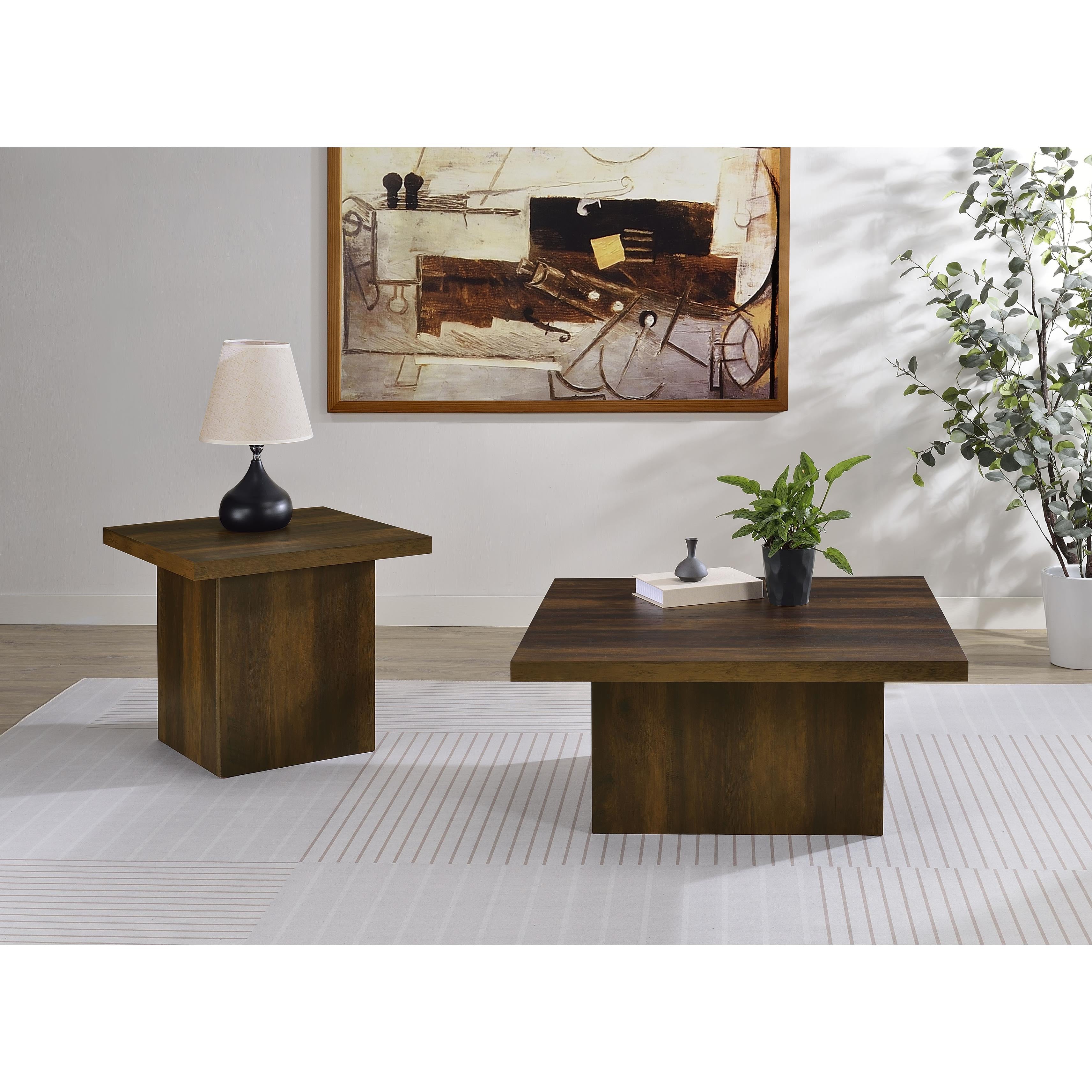  Coaster Furniture Devar 710887 Square Engineered Wood End Table - Dark Pine IMAGE 7