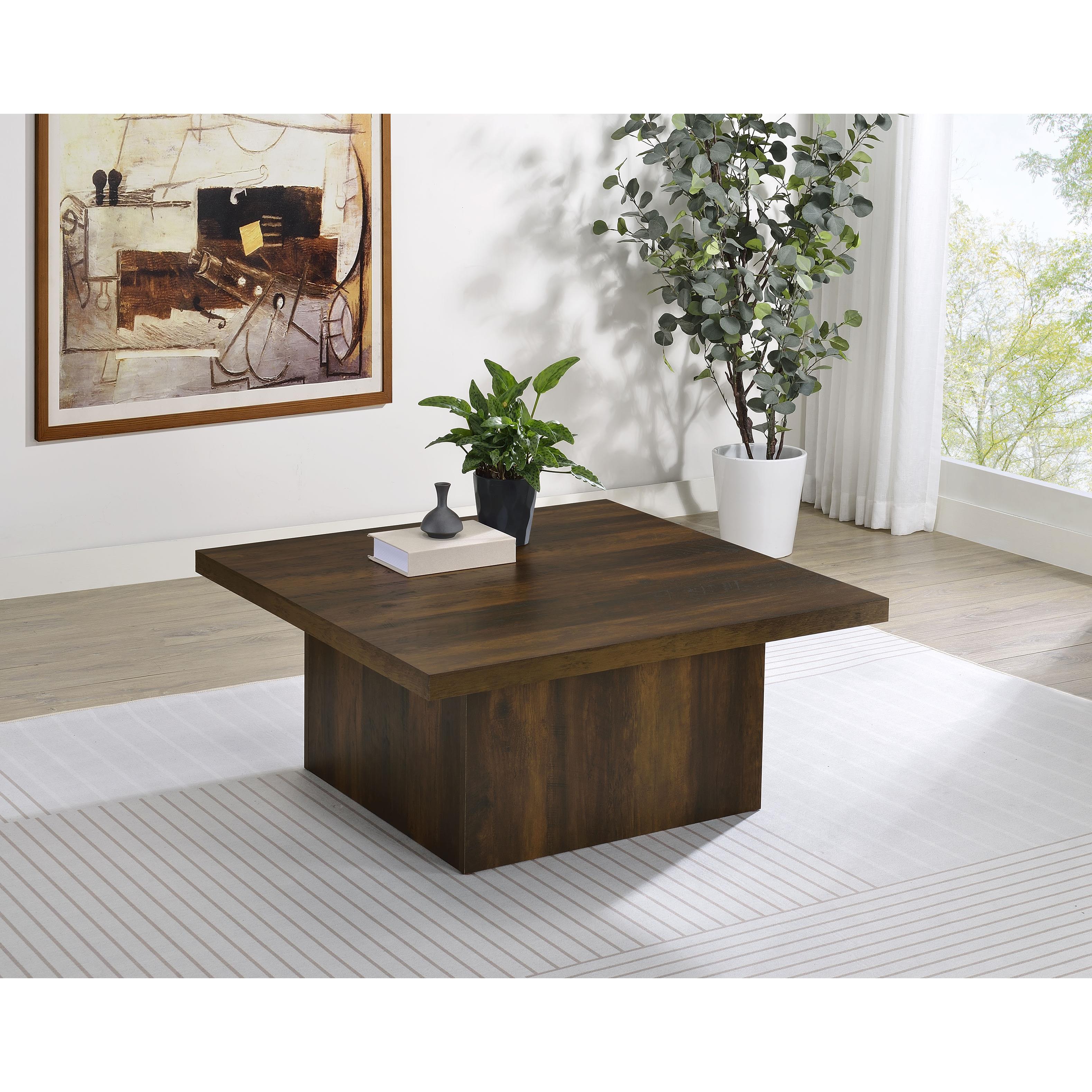  Coaster Furniture Devar 710888 Square Engineered Wood Coffee Table - Dark Pine IMAGE 5