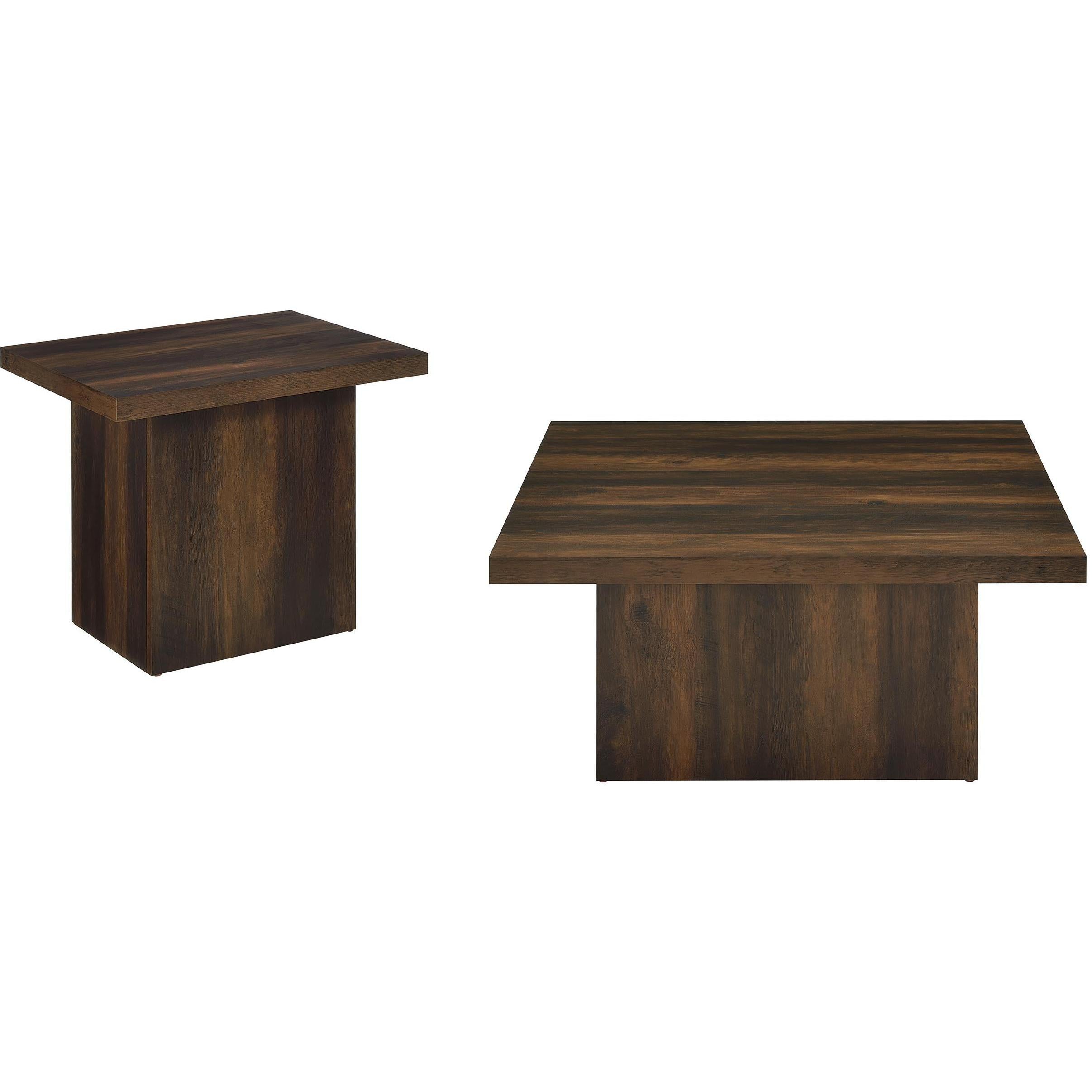  Coaster Furniture Devar 710888-S2 2-piece Square Coffee and End Table Set - Dark Pine IMAGE 1