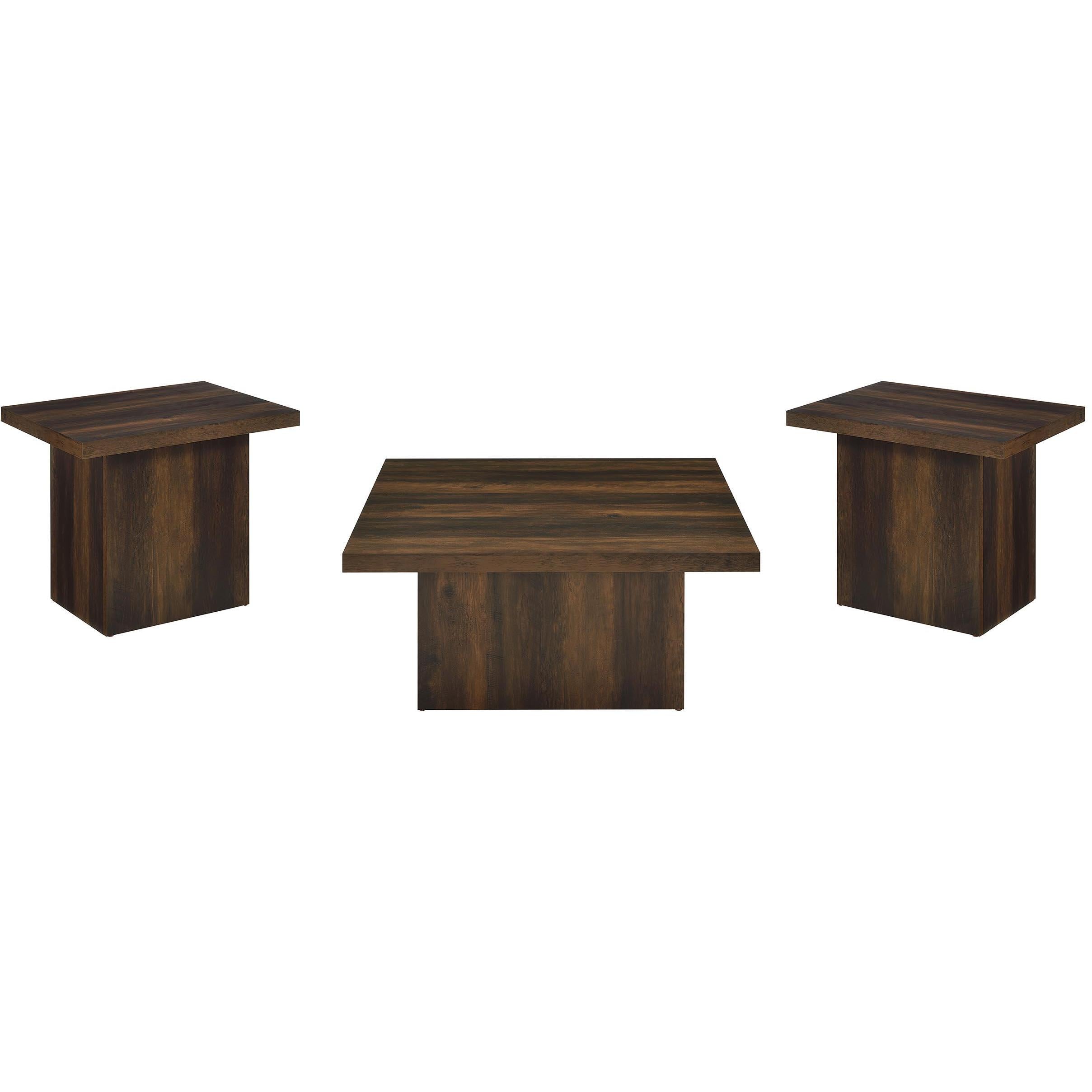  Coaster Furniture Devar 710888-S3 3-piece Square Coffee and End Table Set - Dark Pine IMAGE 1