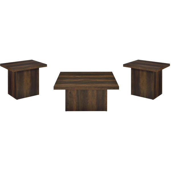 Coaster Furniture Devar 710888-S3 3-piece Square Coffee and End Table Set - Dark Pine