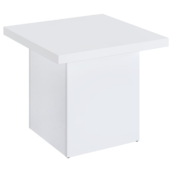 Coaster Furniture Devar 710897 Square Engineered Wood End Table - White High Gloss