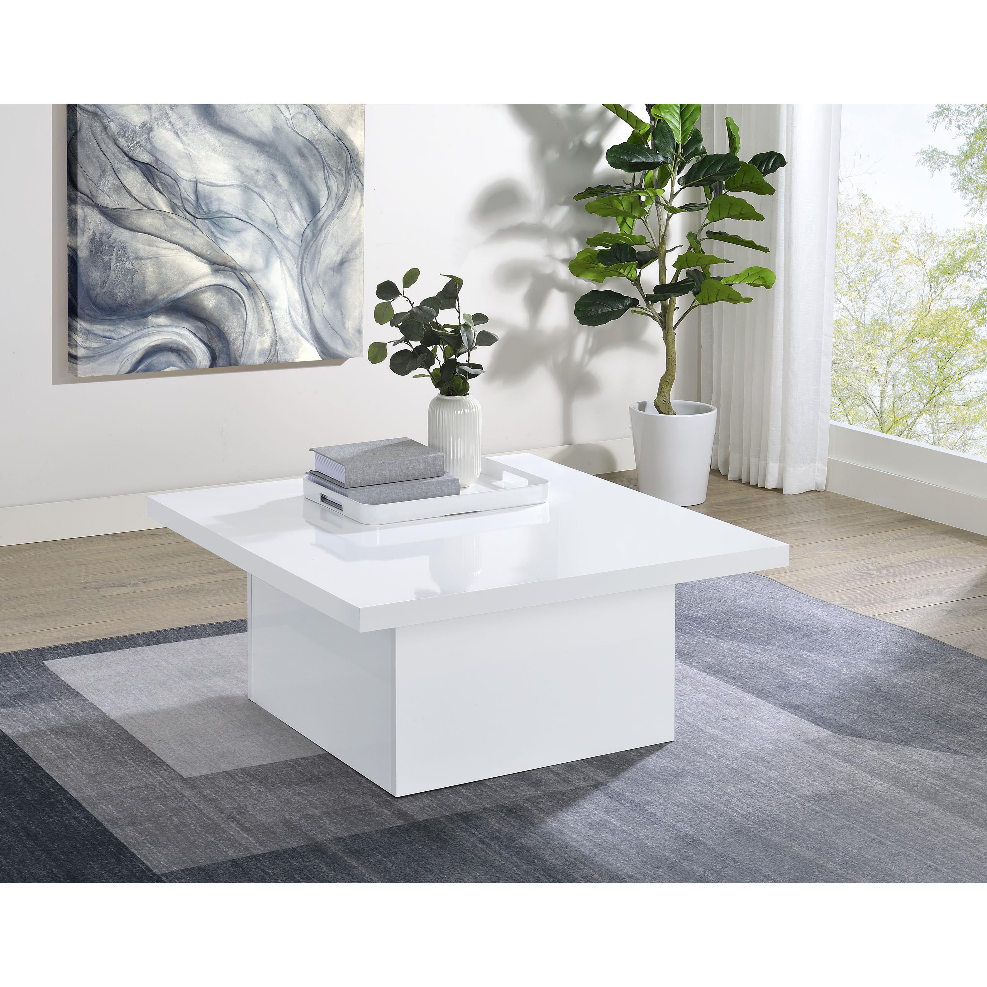  Coaster Furniture Devar 710898 Square Engineered Wood Coffee Table - White High Gloss IMAGE 6