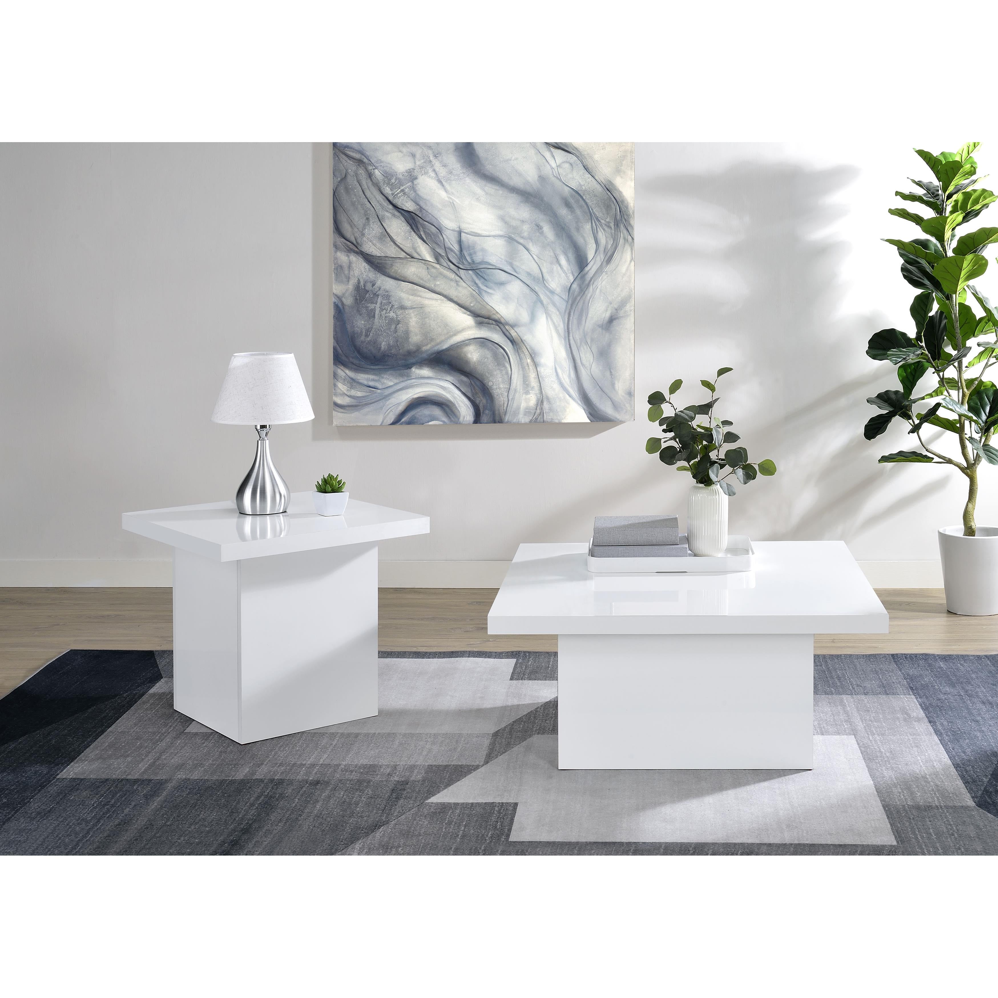  Coaster Furniture Devar 710898 Square Engineered Wood Coffee Table - White High Gloss IMAGE 9