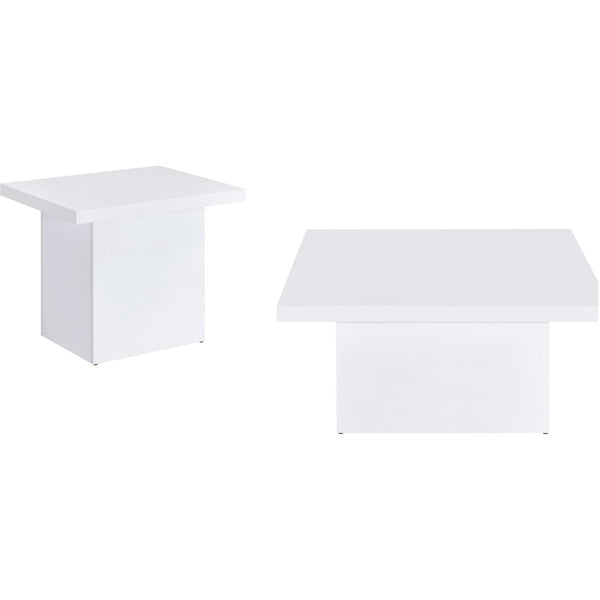 Coaster Furniture Devar 710898-S2 2-piece Square Coffee End Table Set - White High Gloss