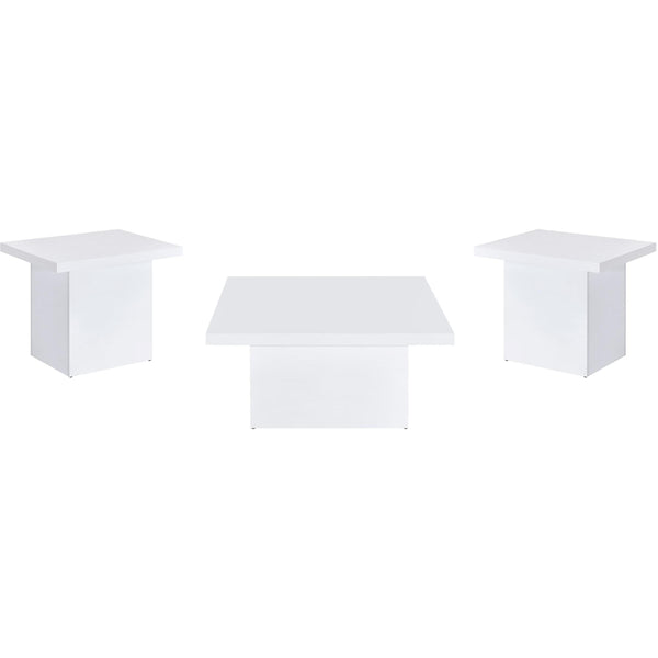 Coaster Furniture Devar 710898-S3 3-piece Square Coffee End Table Set - White High Gloss