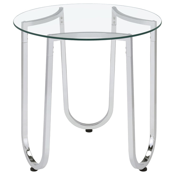 Coaster Furniture Beller 710907 Round Tempered Glass Top Side Table - Chrome