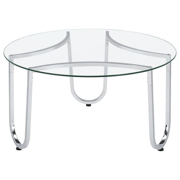 Coaster Furniture Beller 710908 Round Tempered Glass Top Coffee Table - Chrome