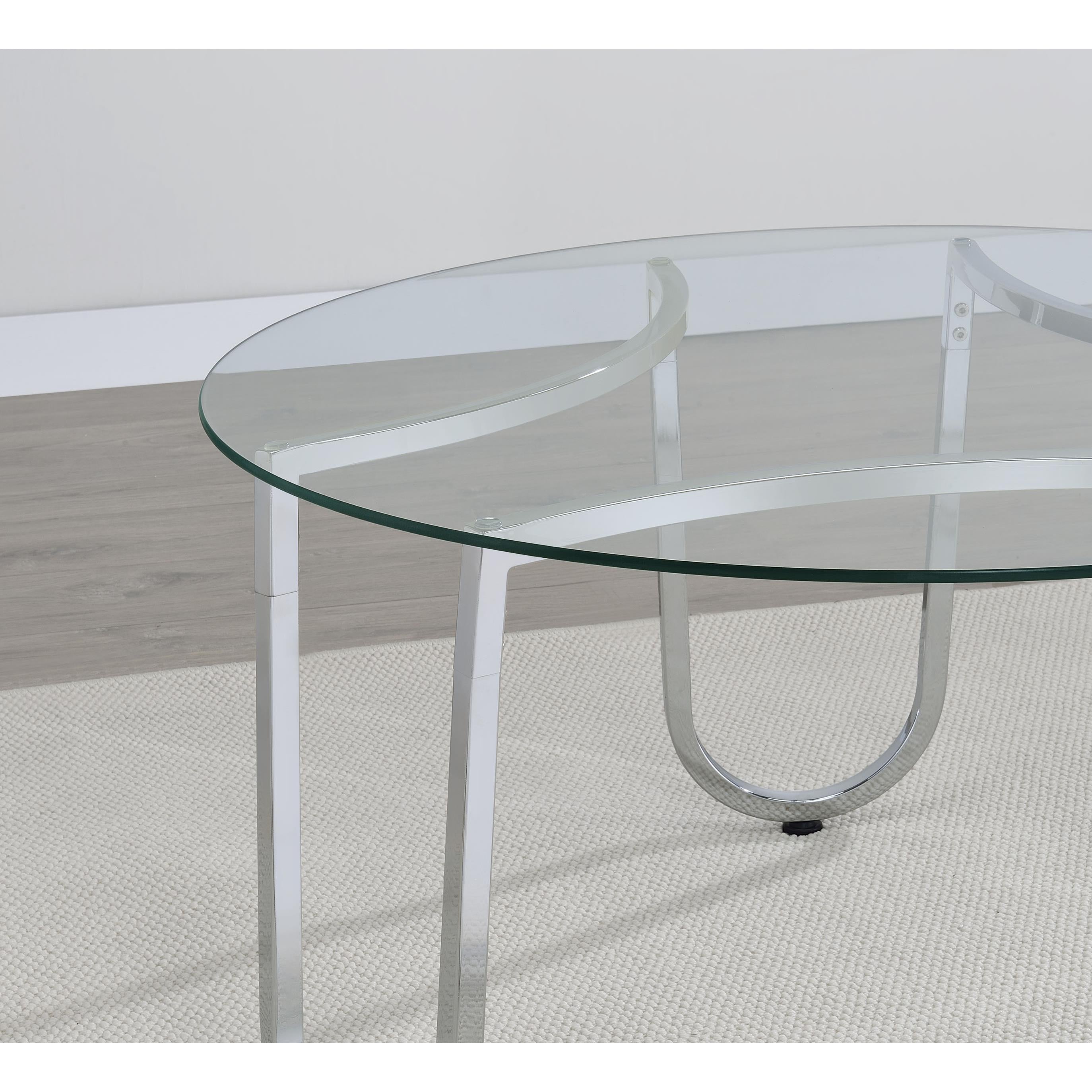  Coaster Furniture Beller 710908 Round Tempered Glass Top Coffee Table - Chrome IMAGE 6