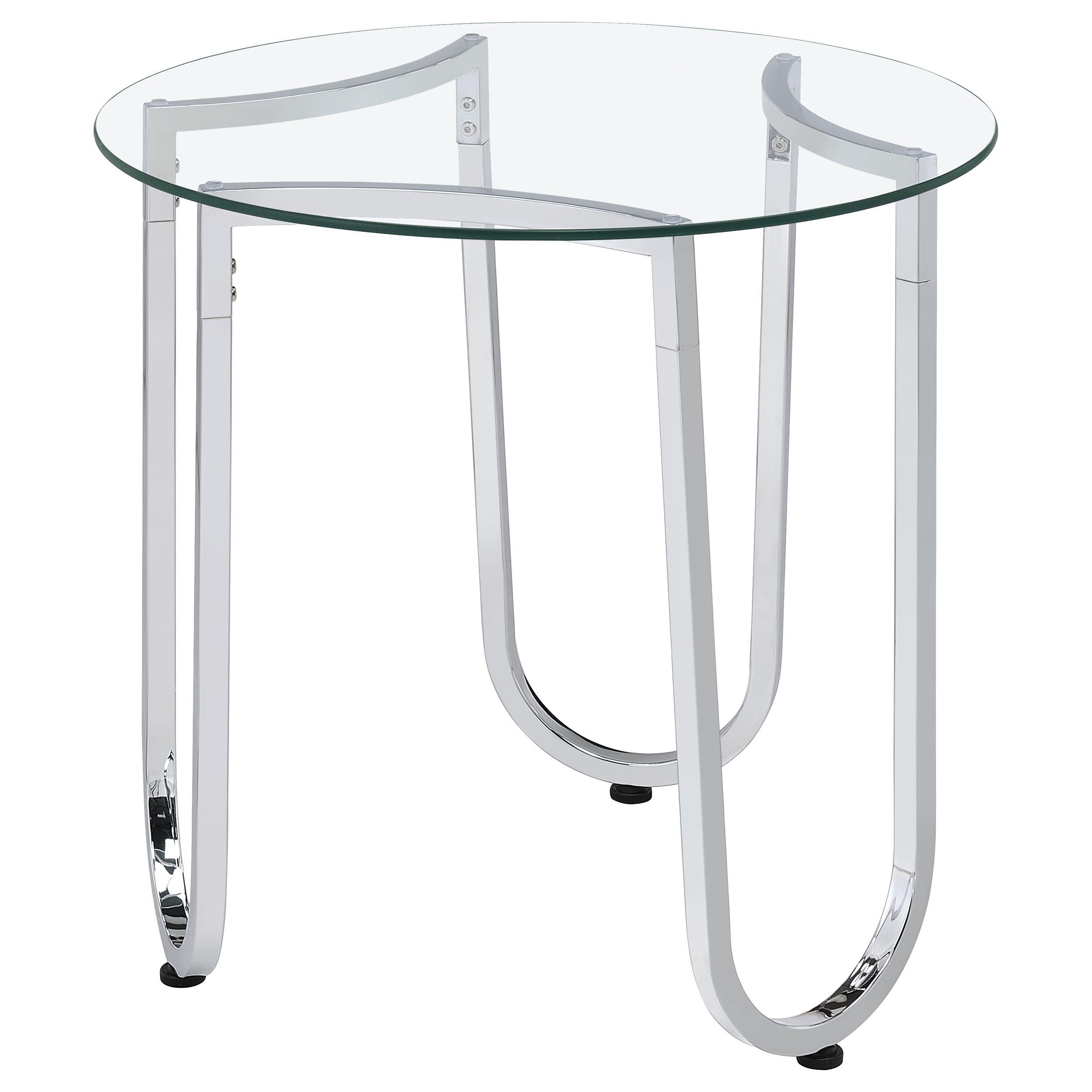  Coaster Furniture Beller 710908-S2 2-piece Round Tempered Glass Top Coffee Table Set - Chrome IMAGE 4