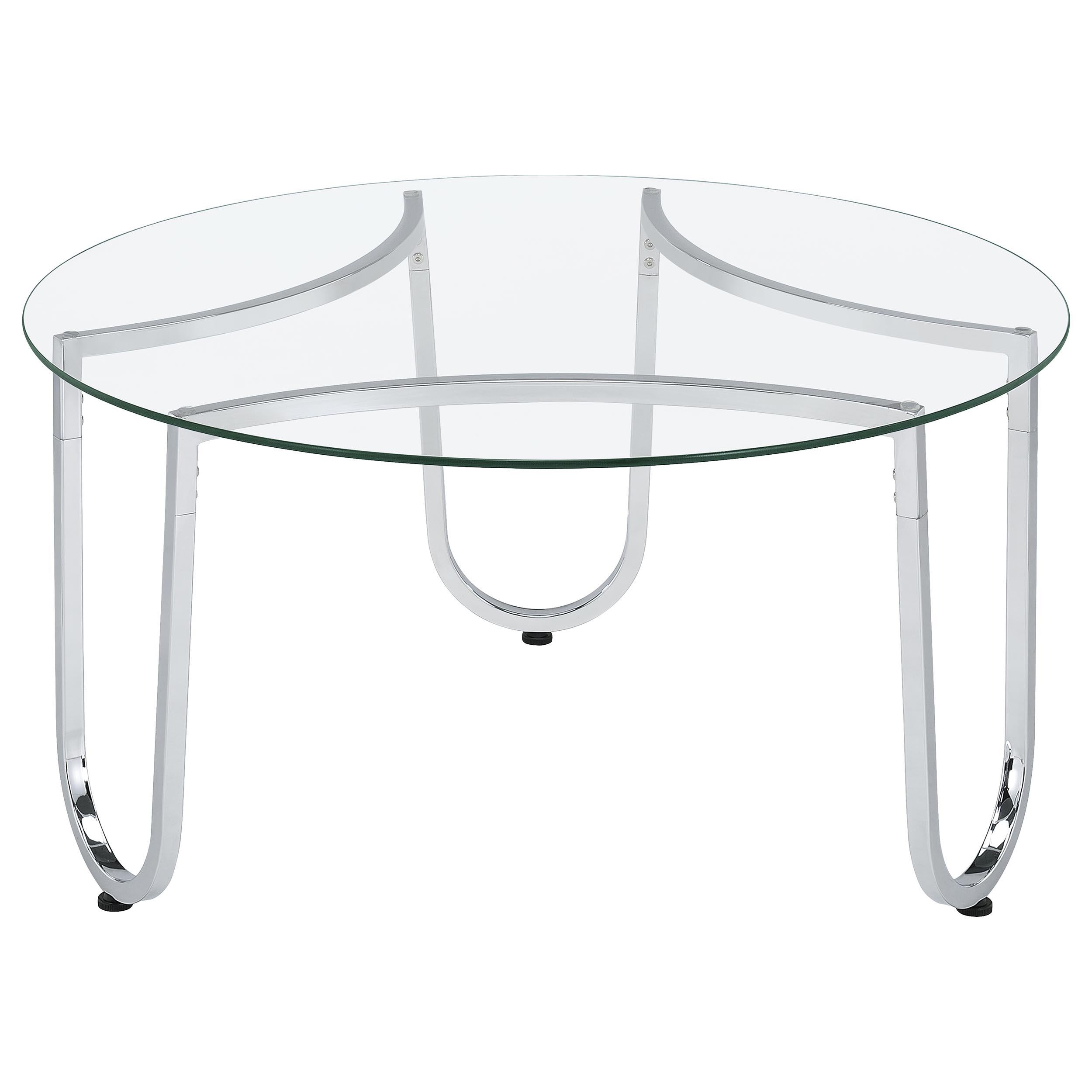  Coaster Furniture Beller 710908-S2 2-piece Round Tempered Glass Top Coffee Table Set - Chrome IMAGE 9