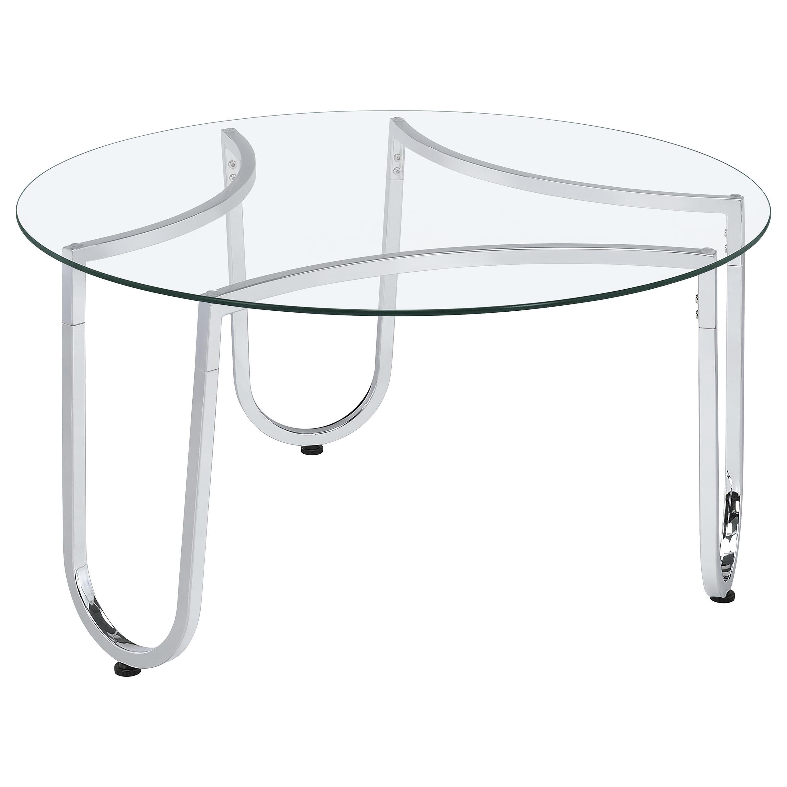  Coaster Furniture Beller 710908-S3 3-piece Round Tempered Glass Top Coffee Table Set - Chrome IMAGE 7