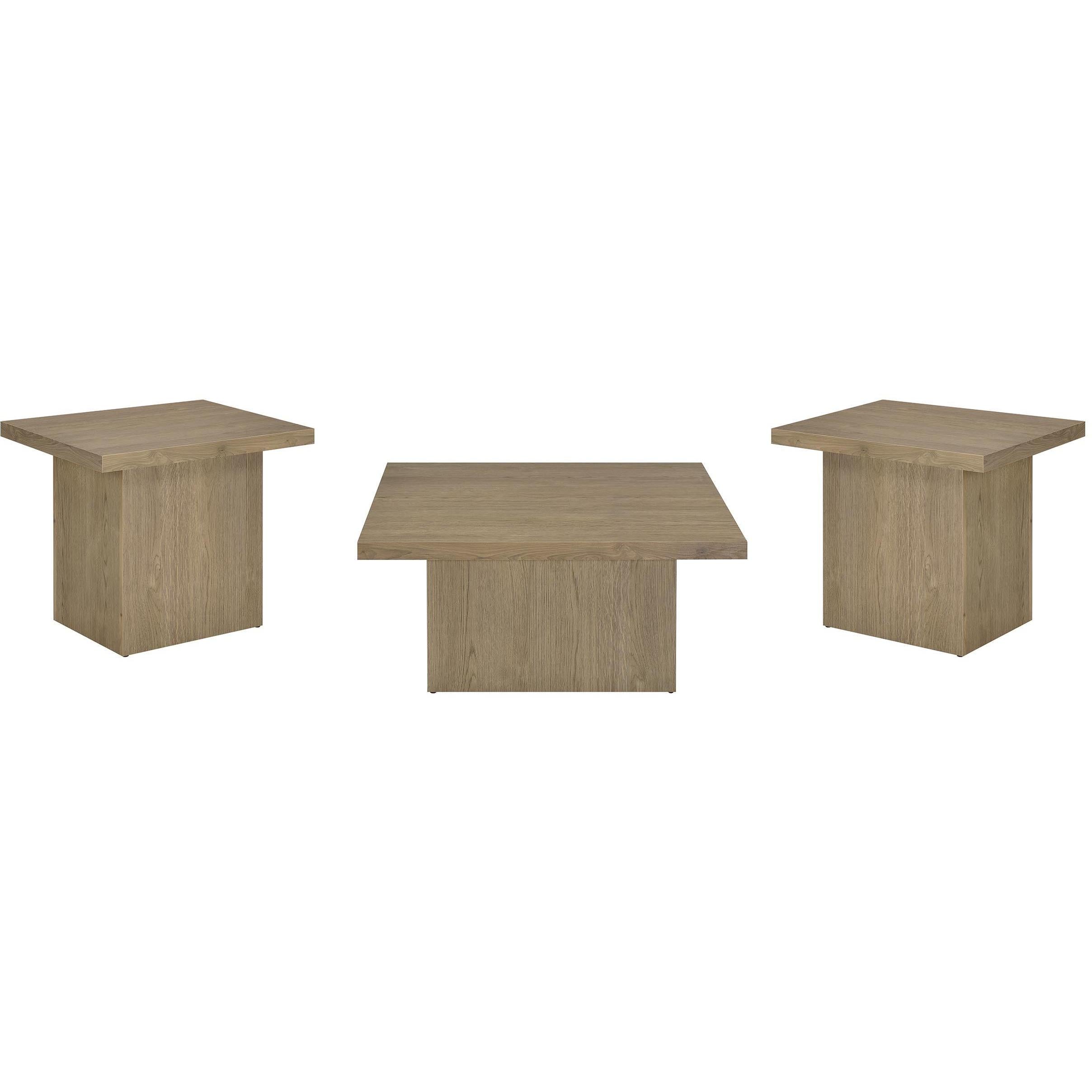  Coaster Furniture Devar 710918-S3 3-piece Square Cocktail Coffee End Table Set - Latte IMAGE 1