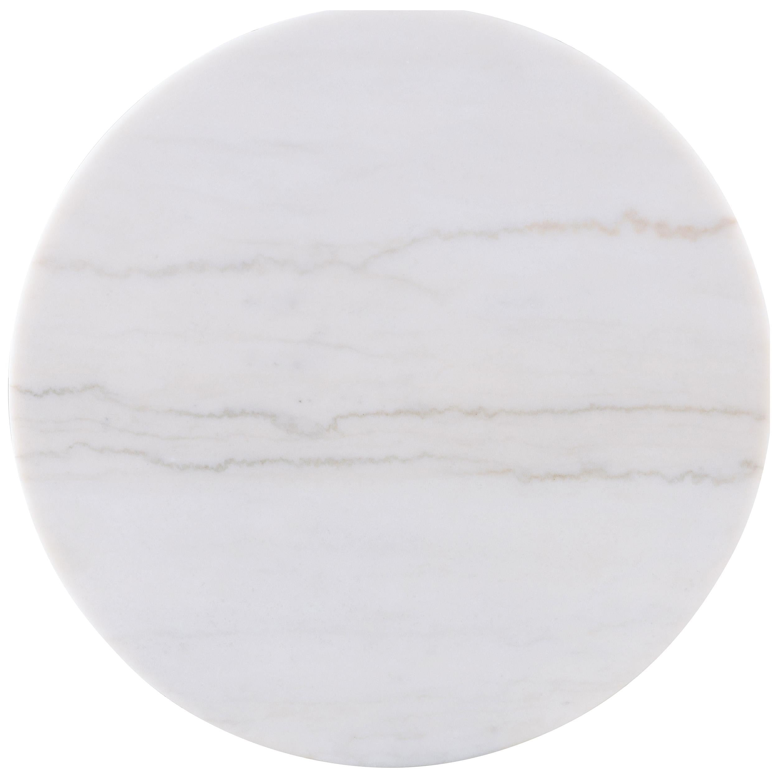  Coaster Furniture Jason 711418 Round White Marble Top Coffee Table - Greige IMAGE 2