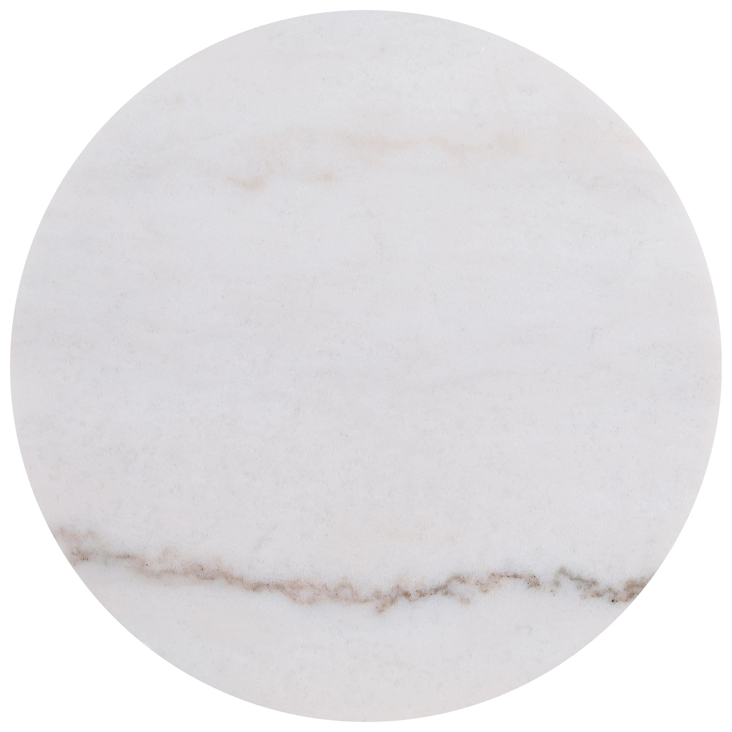  Coaster Furniture Jason 712417 Round White Marble Top End Table - Honey Brown IMAGE 2
