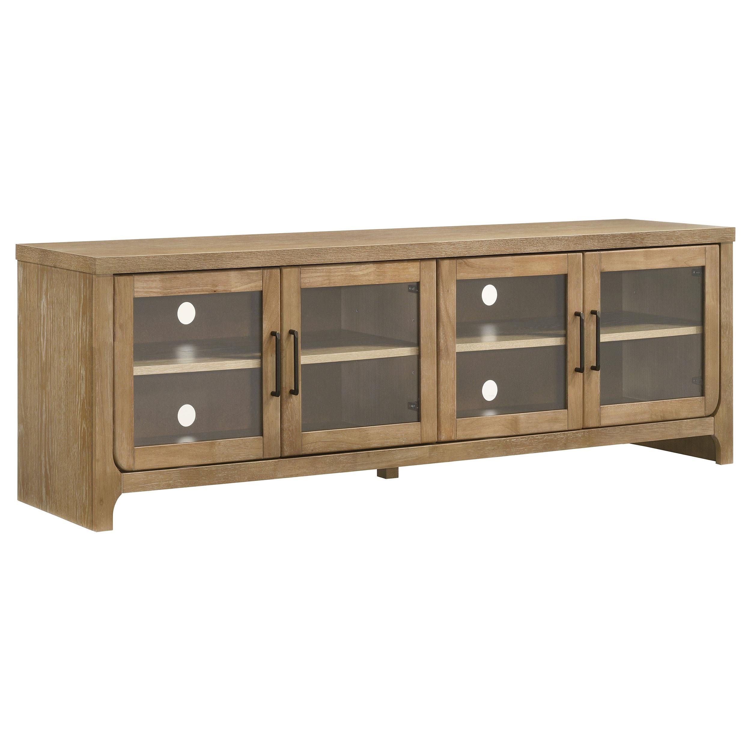  Coaster Furniture Brenham 720130 79-inch 4-door TV Stand Media Console - Washed Oak IMAGE 1