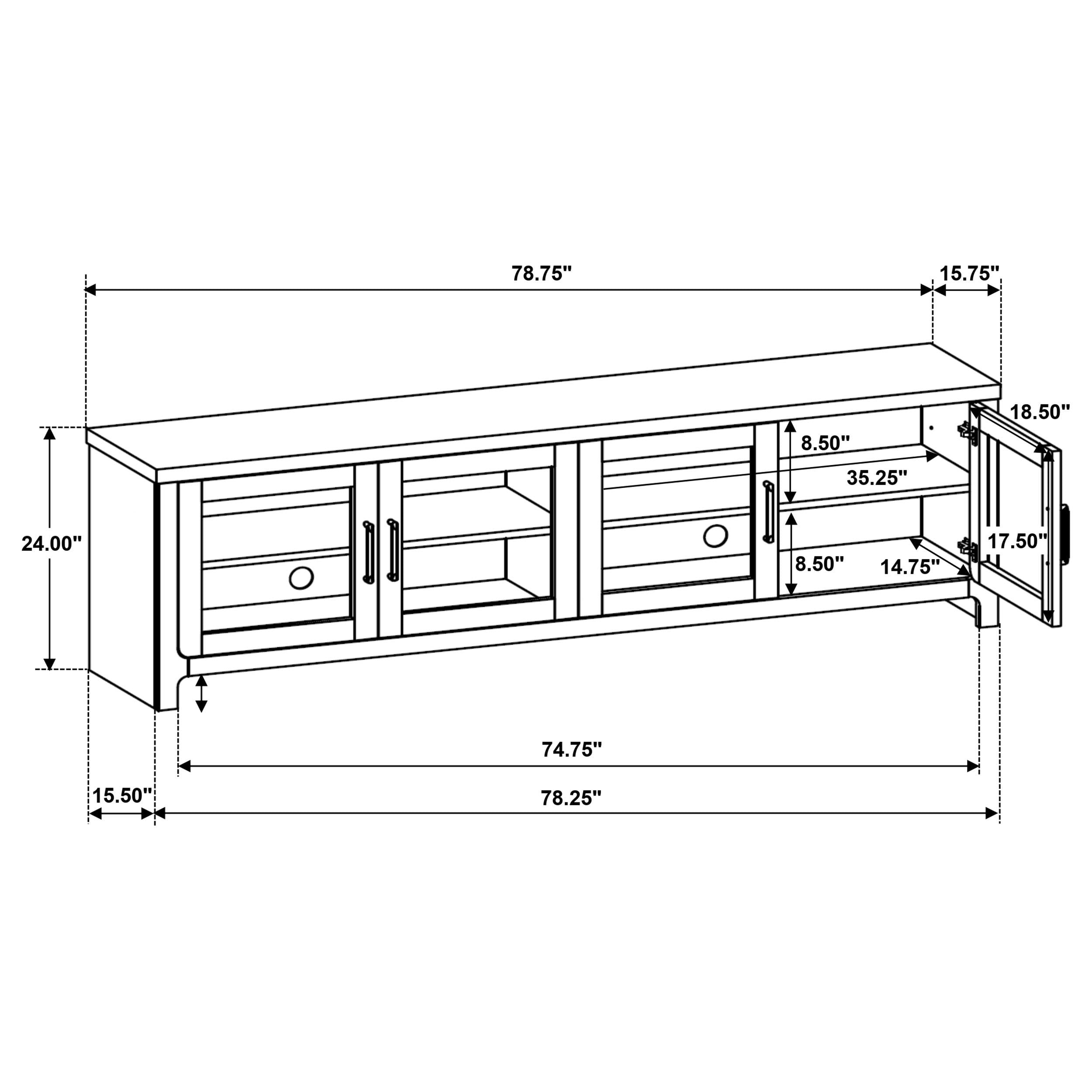  Coaster Furniture Brenham 720130 79-inch 4-door TV Stand Media Console - Washed Oak IMAGE 11