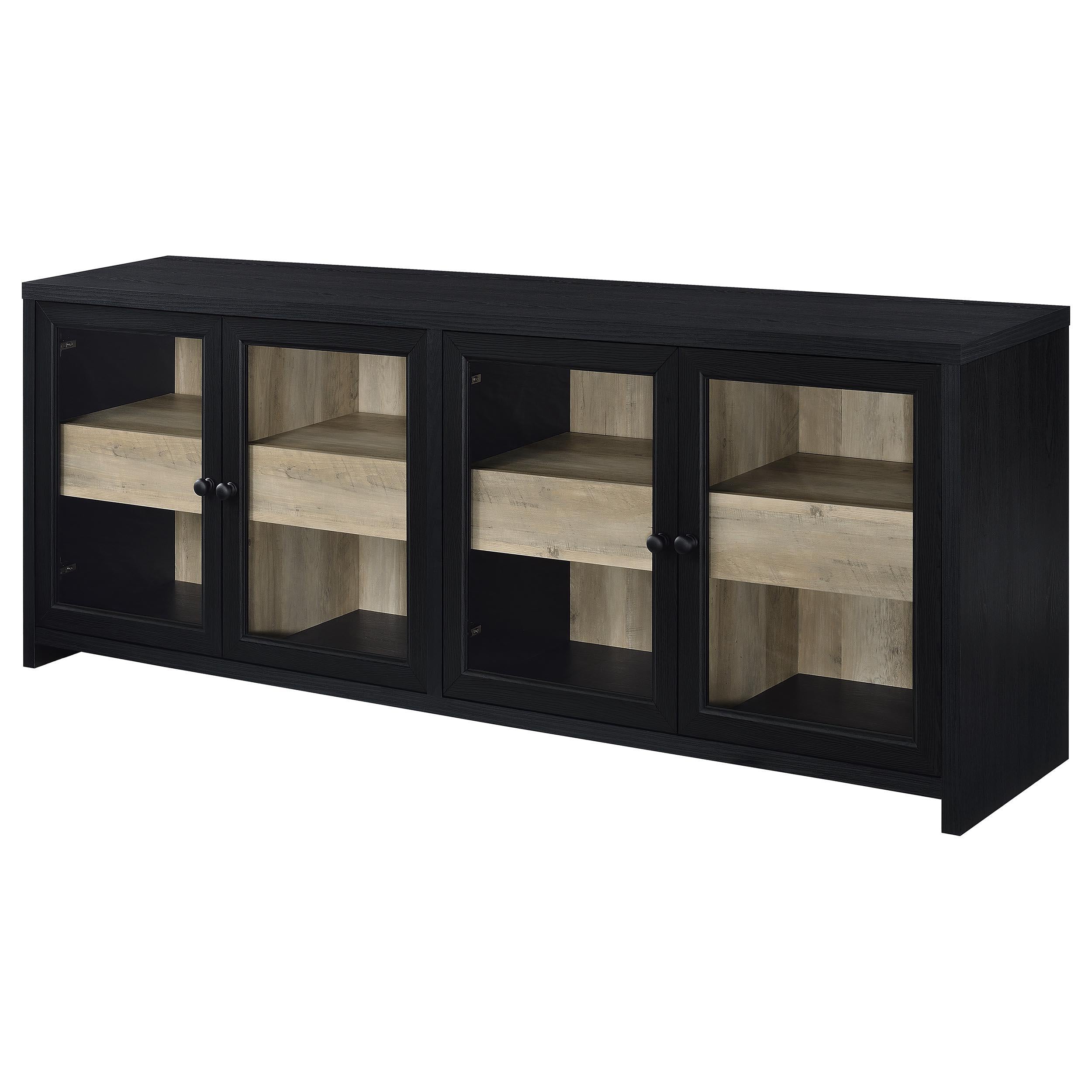  Coaster Furniture Denison 720223 79-inch 4-door TV Stand Media Console - Black IMAGE 2