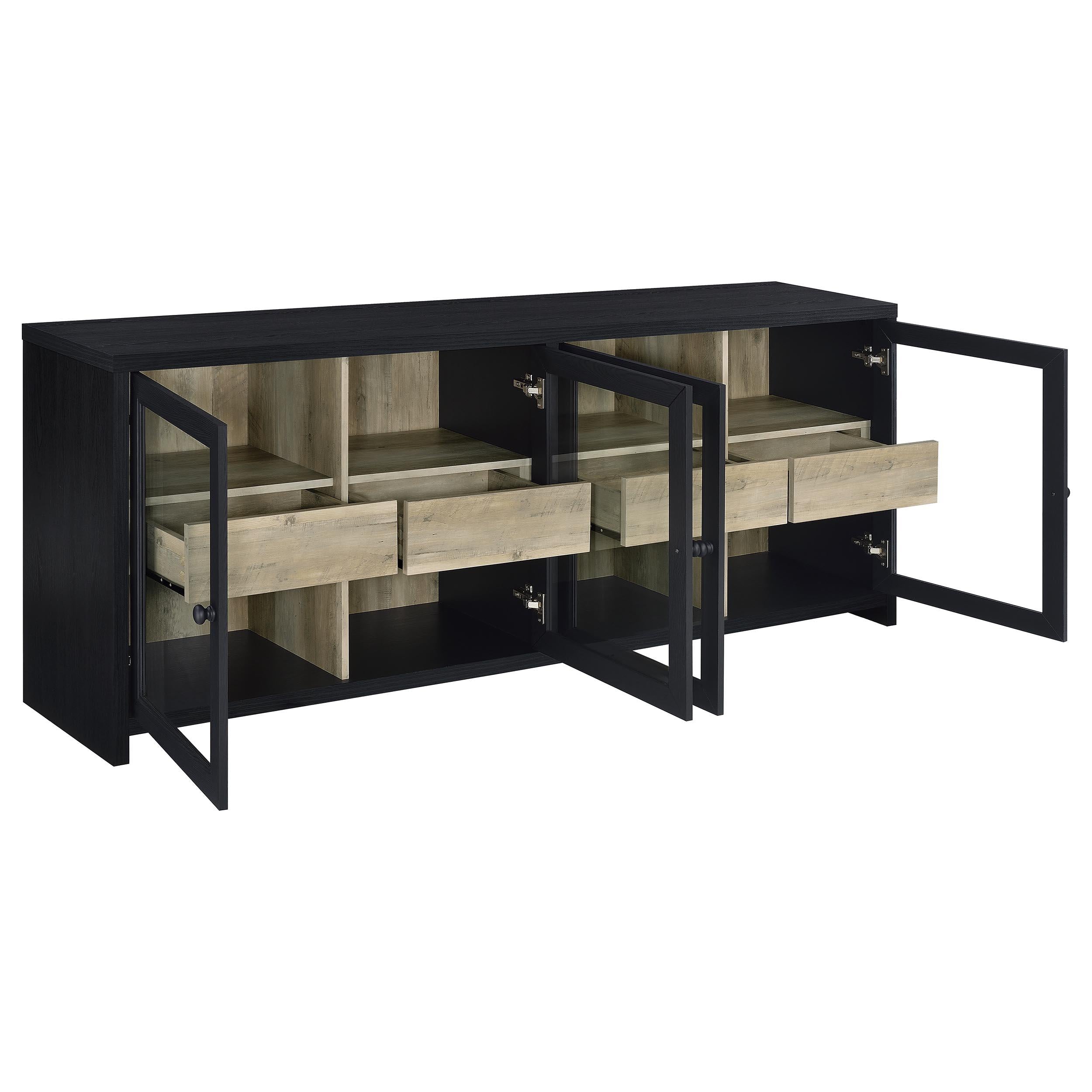  Coaster Furniture Denison 720223 79-inch 4-door TV Stand Media Console - Black IMAGE 7