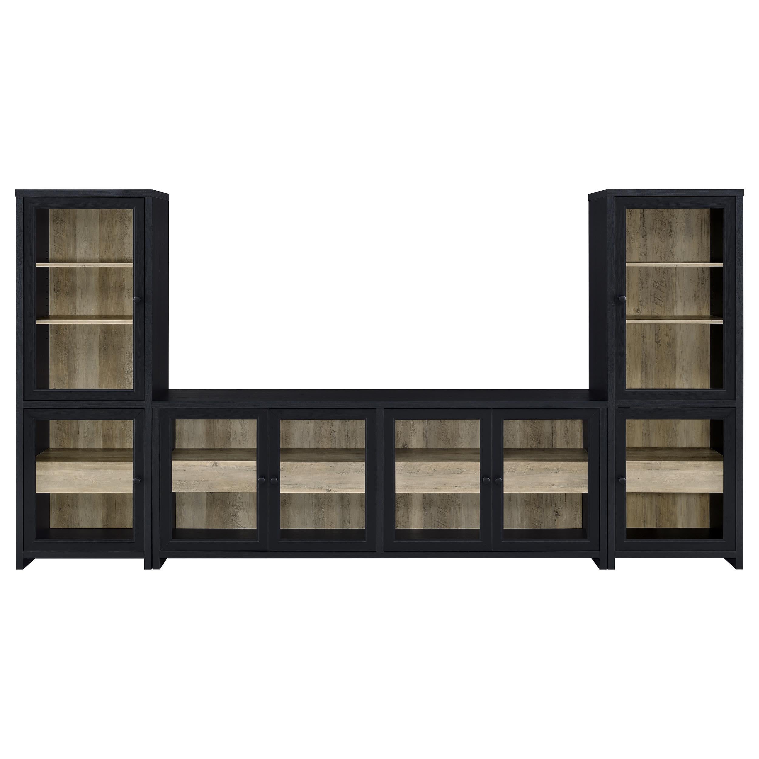  Coaster Furniture Denison 720223-SET 3-piece Entertainment Center 79-inch TV Stand - Black IMAGE 1