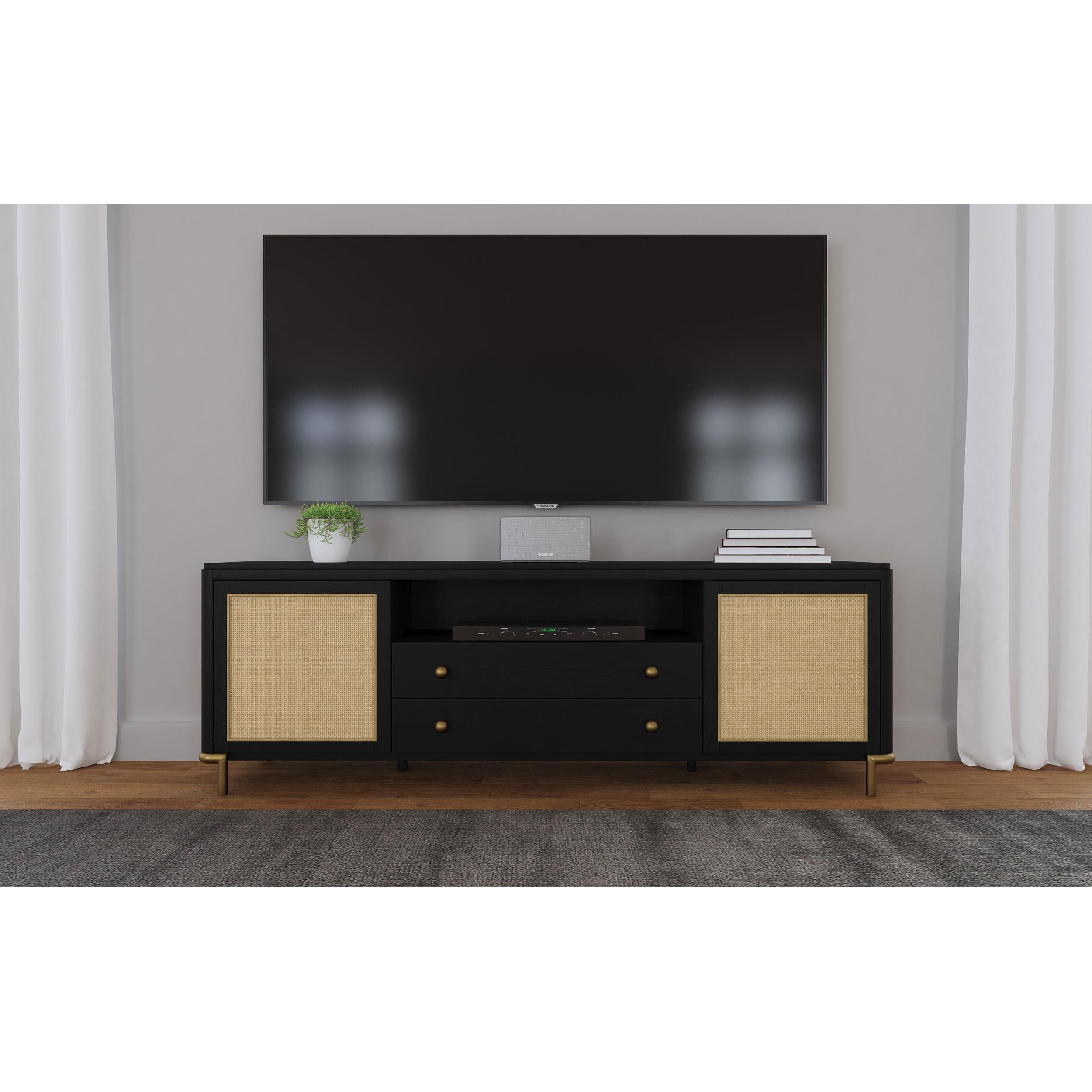  Coaster Furniture Arini 720263 Rattan Cane 2-door TV Stand Media Console - Black IMAGE 14