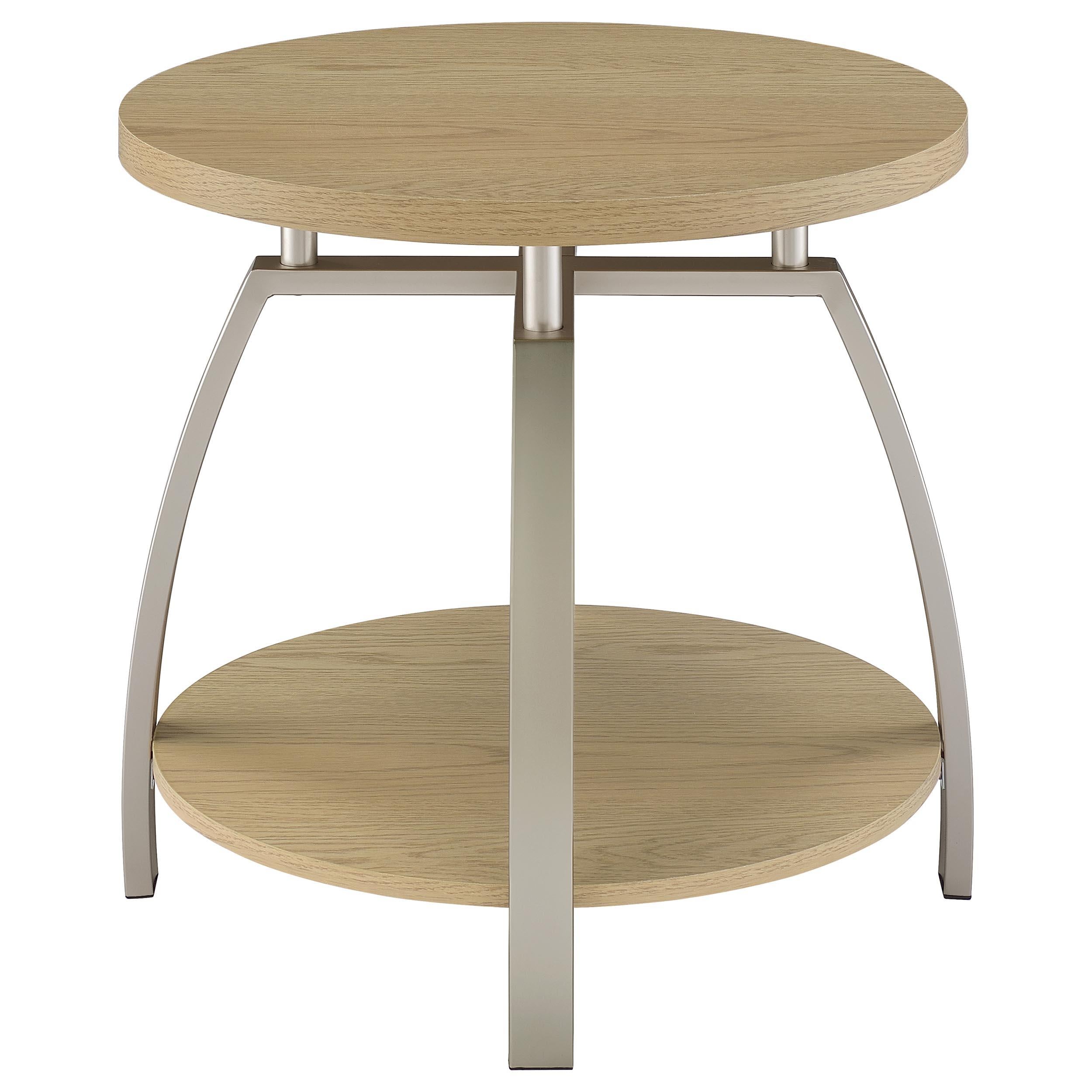  Coaster Furniture Dacre 720317 Round Engineered Wood Top End Table - Greige IMAGE 1