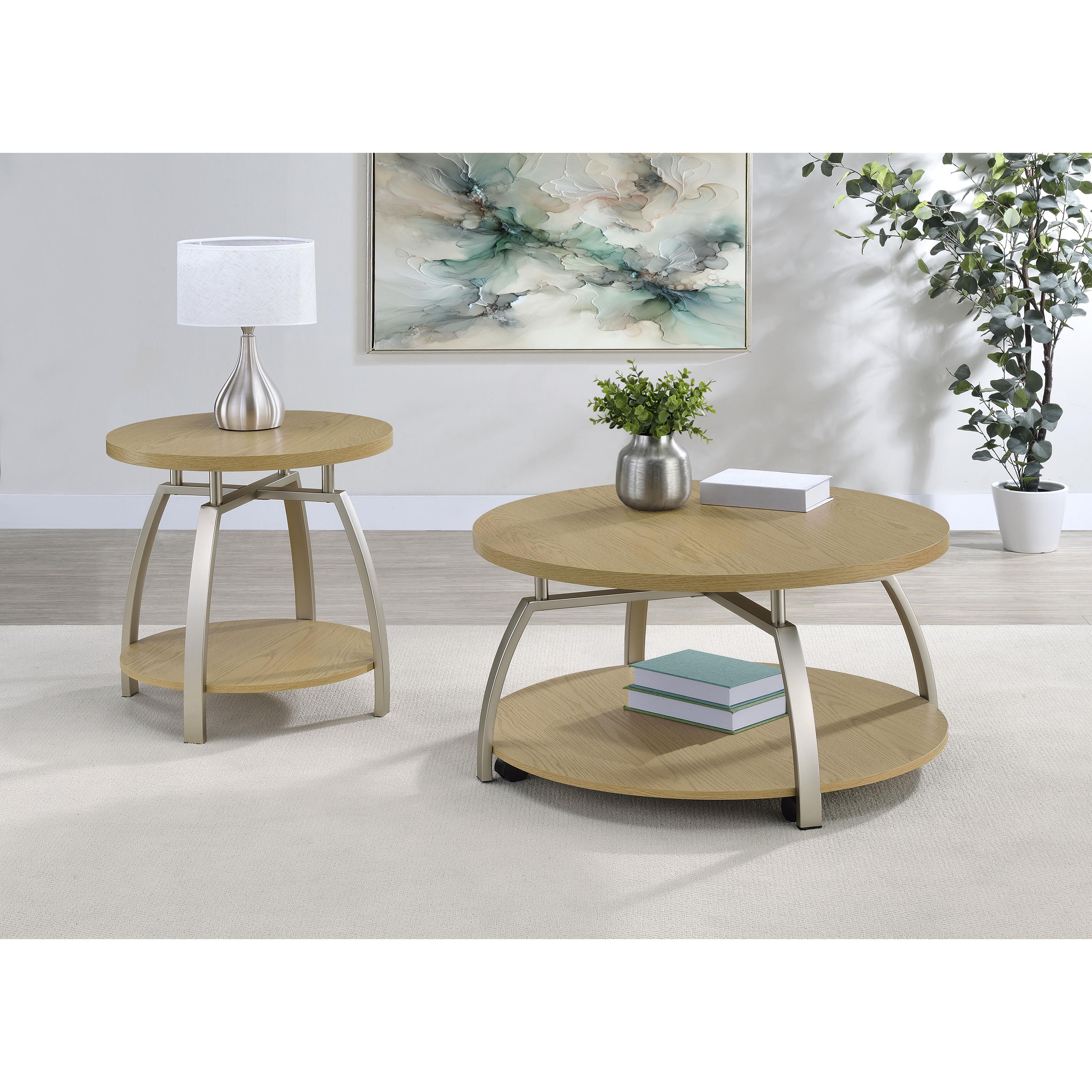  Coaster Furniture Dacre 720317 Round Engineered Wood Top End Table - Greige IMAGE 11