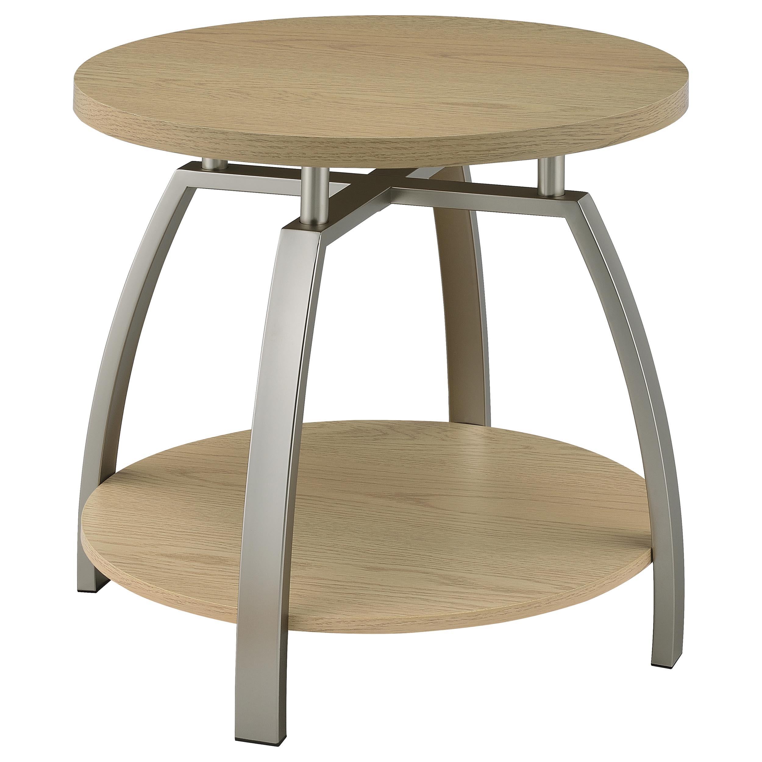  Coaster Furniture Dacre 720317 Round Engineered Wood Top End Table - Greige IMAGE 4