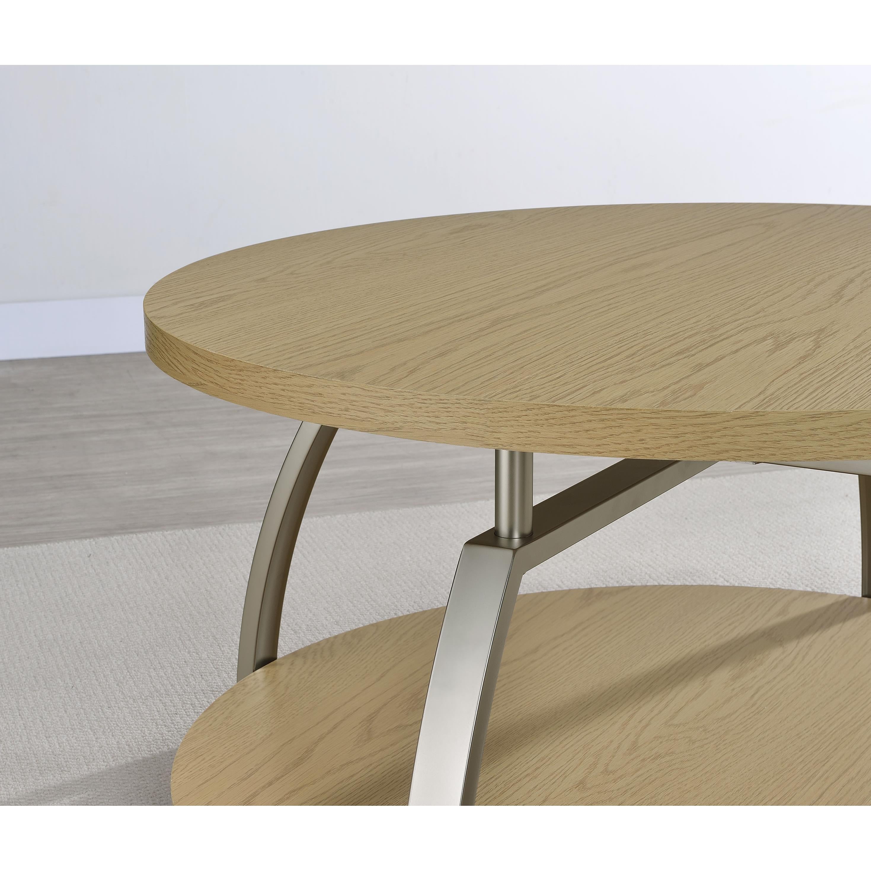  Coaster Furniture Dacre 720317 Round Engineered Wood Top End Table - Greige IMAGE 5