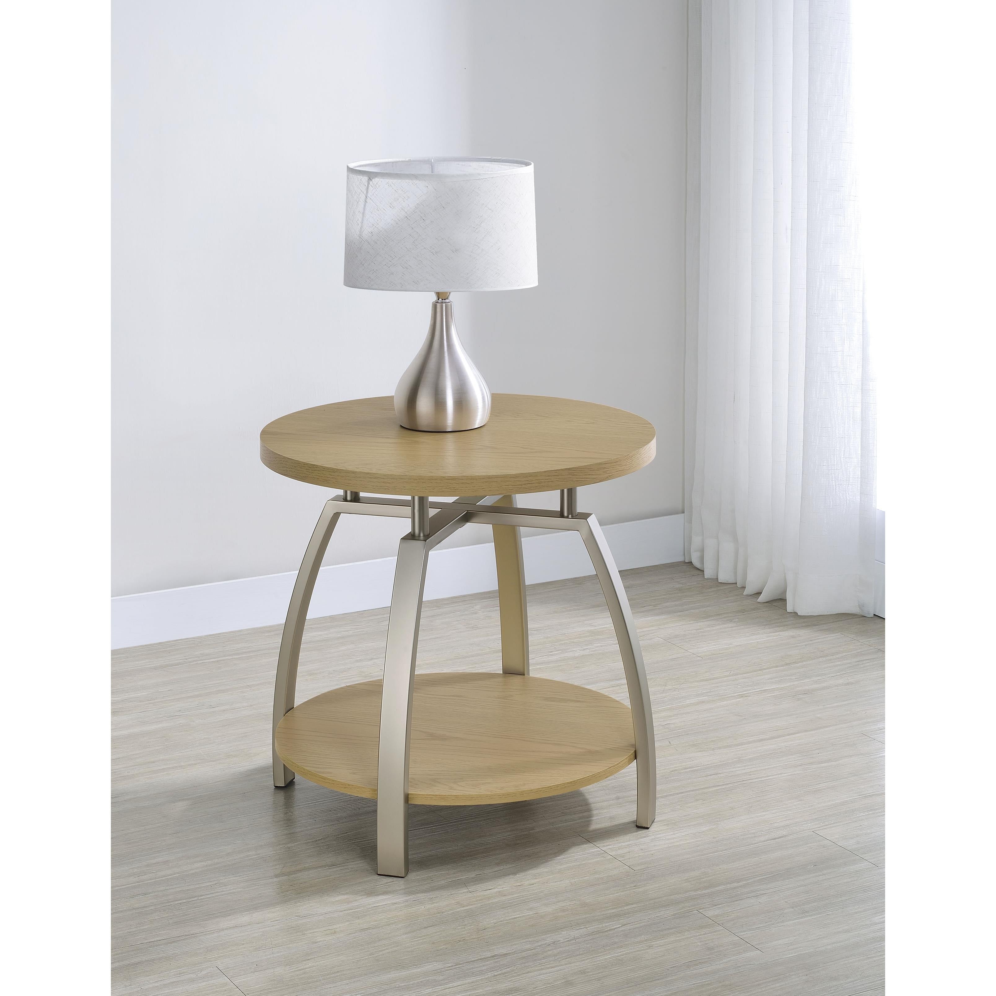  Coaster Furniture Dacre 720317 Round Engineered Wood Top End Table - Greige IMAGE 6