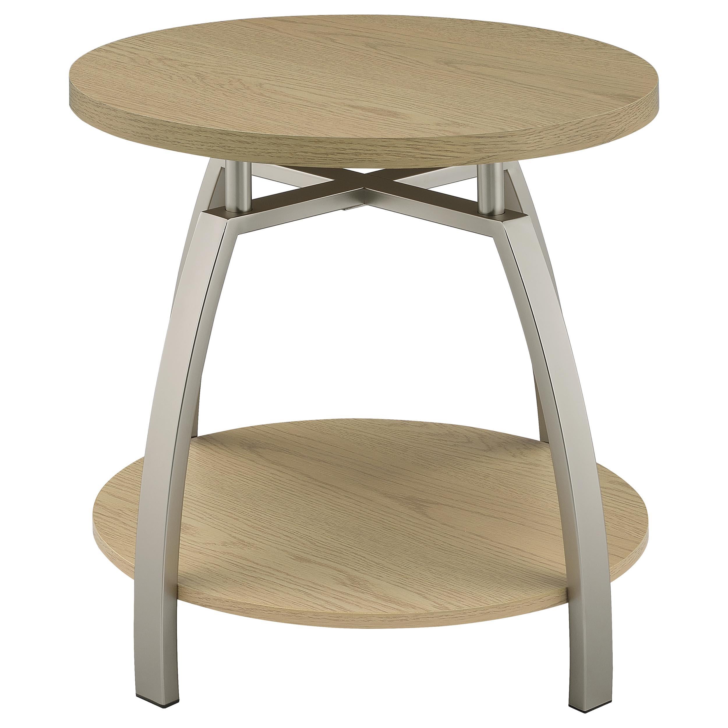  Coaster Furniture Dacre 720317 Round Engineered Wood Top End Table - Greige IMAGE 7