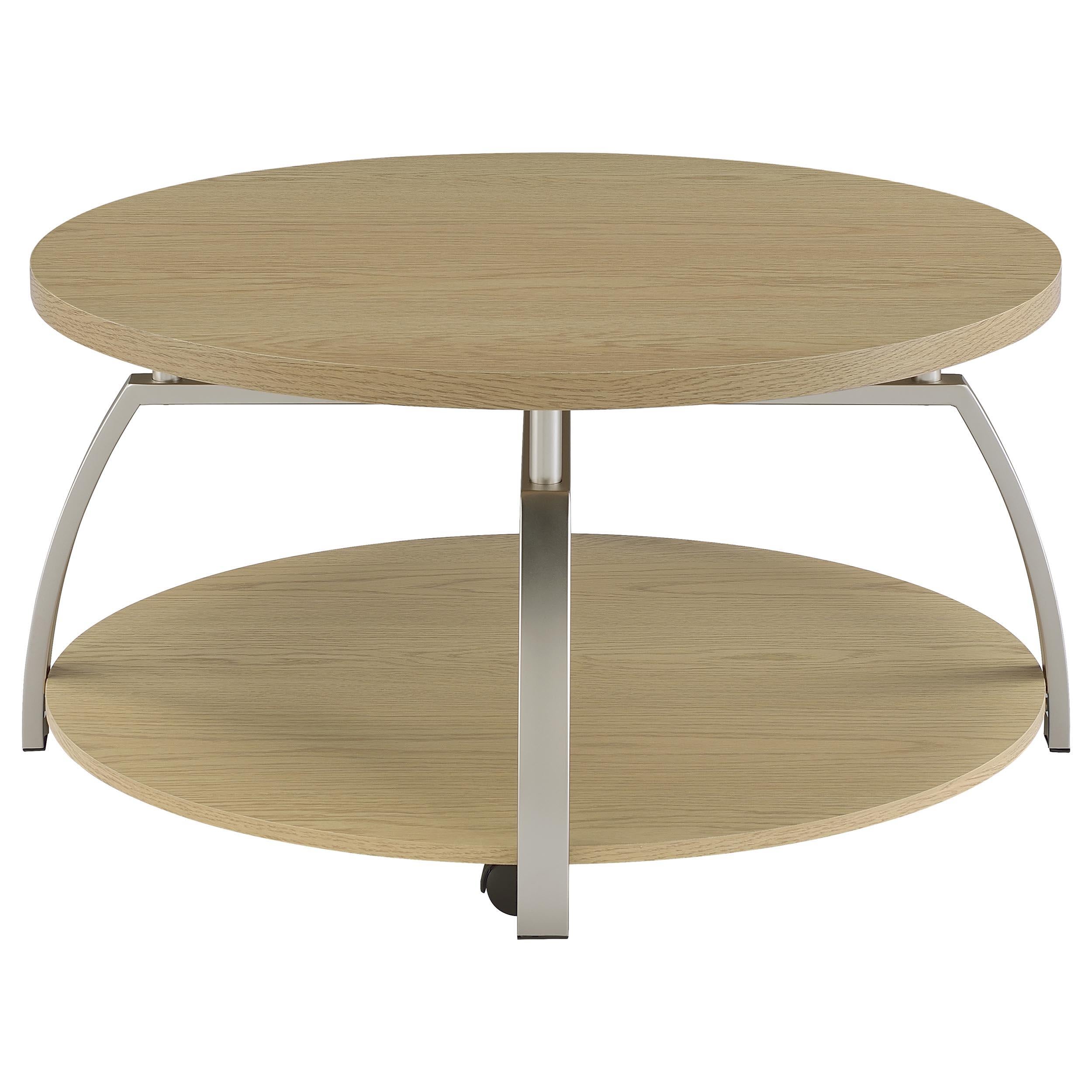  Coaster Furniture Dacre 720318 Round Engineered Wood Top Coffee Table - Greige IMAGE 1